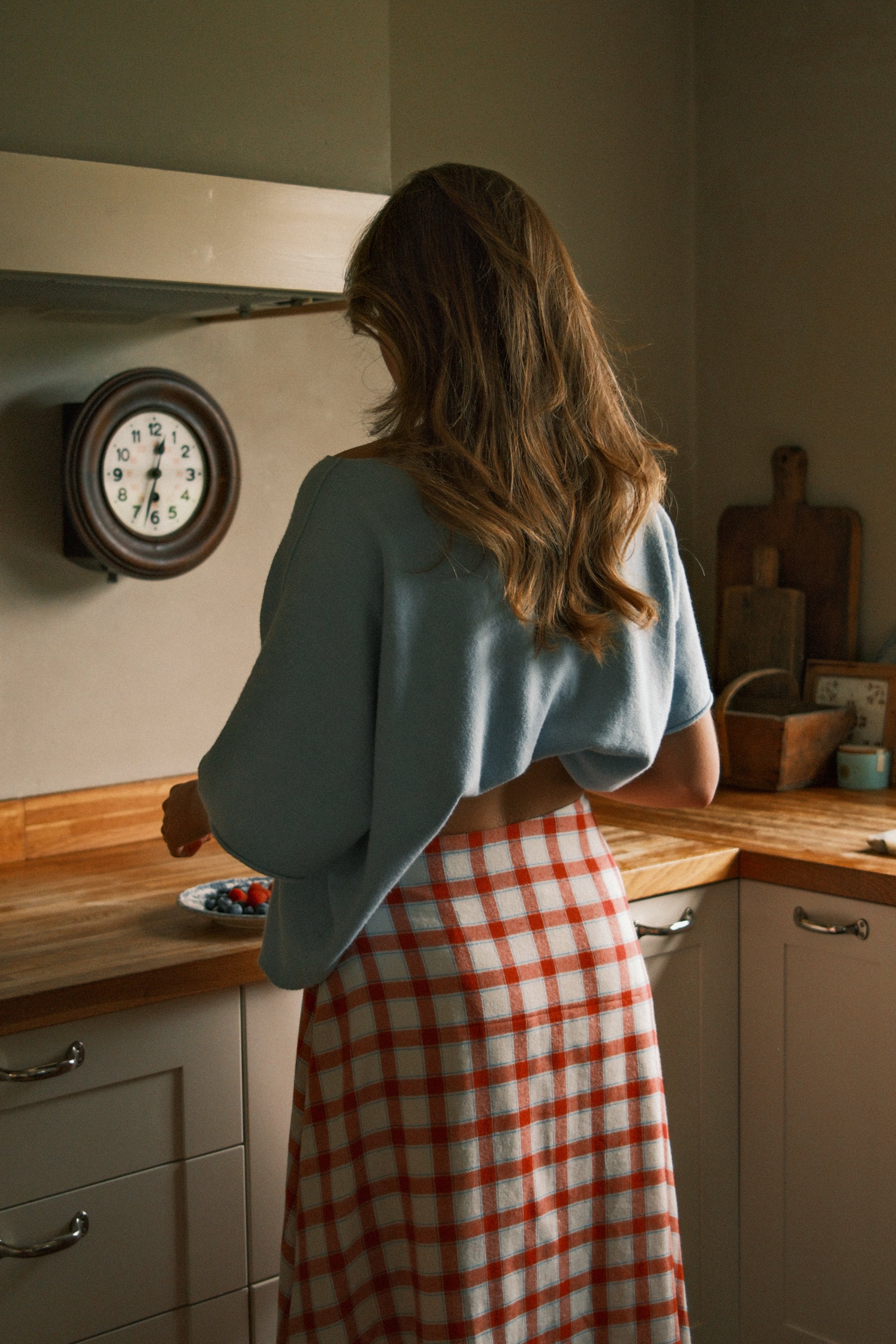CHECKED COTTON SKIRT RED