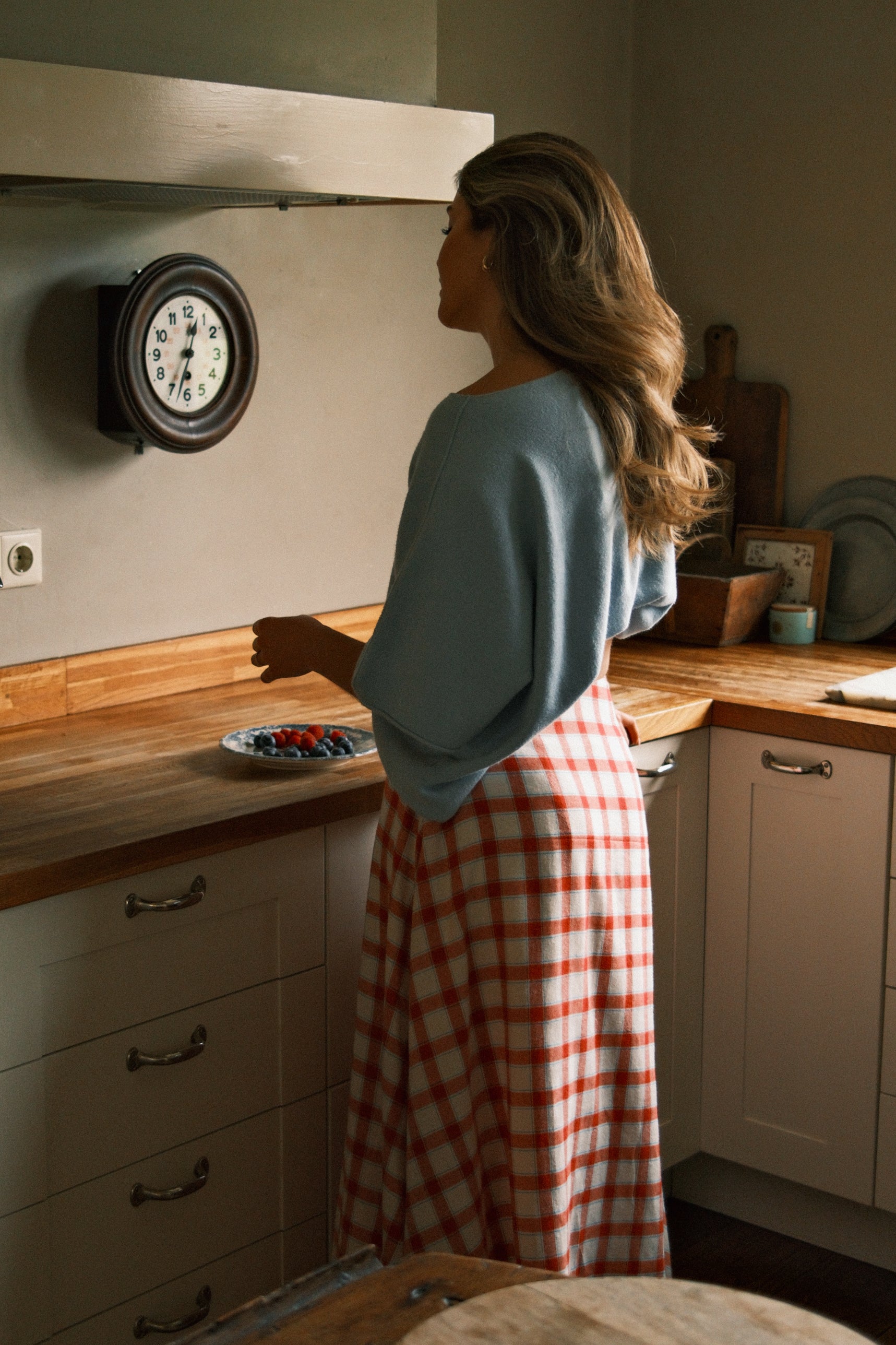 CHECKED COTTON SKIRT RED