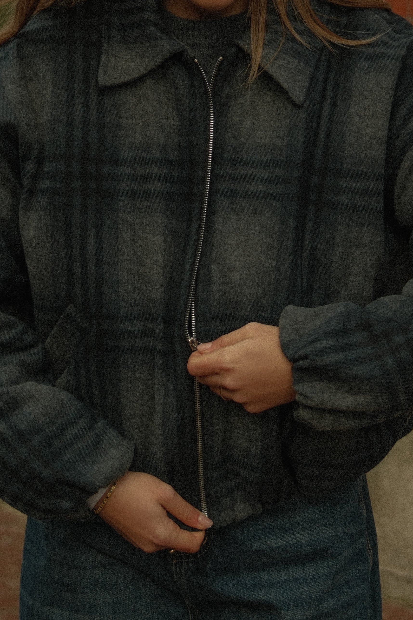 BOMBER CHECKED GREY/NAVY