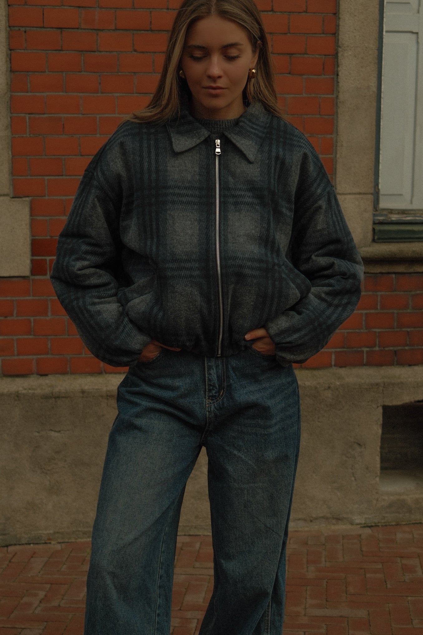 BOMBER CHECKED GREY/NAVY