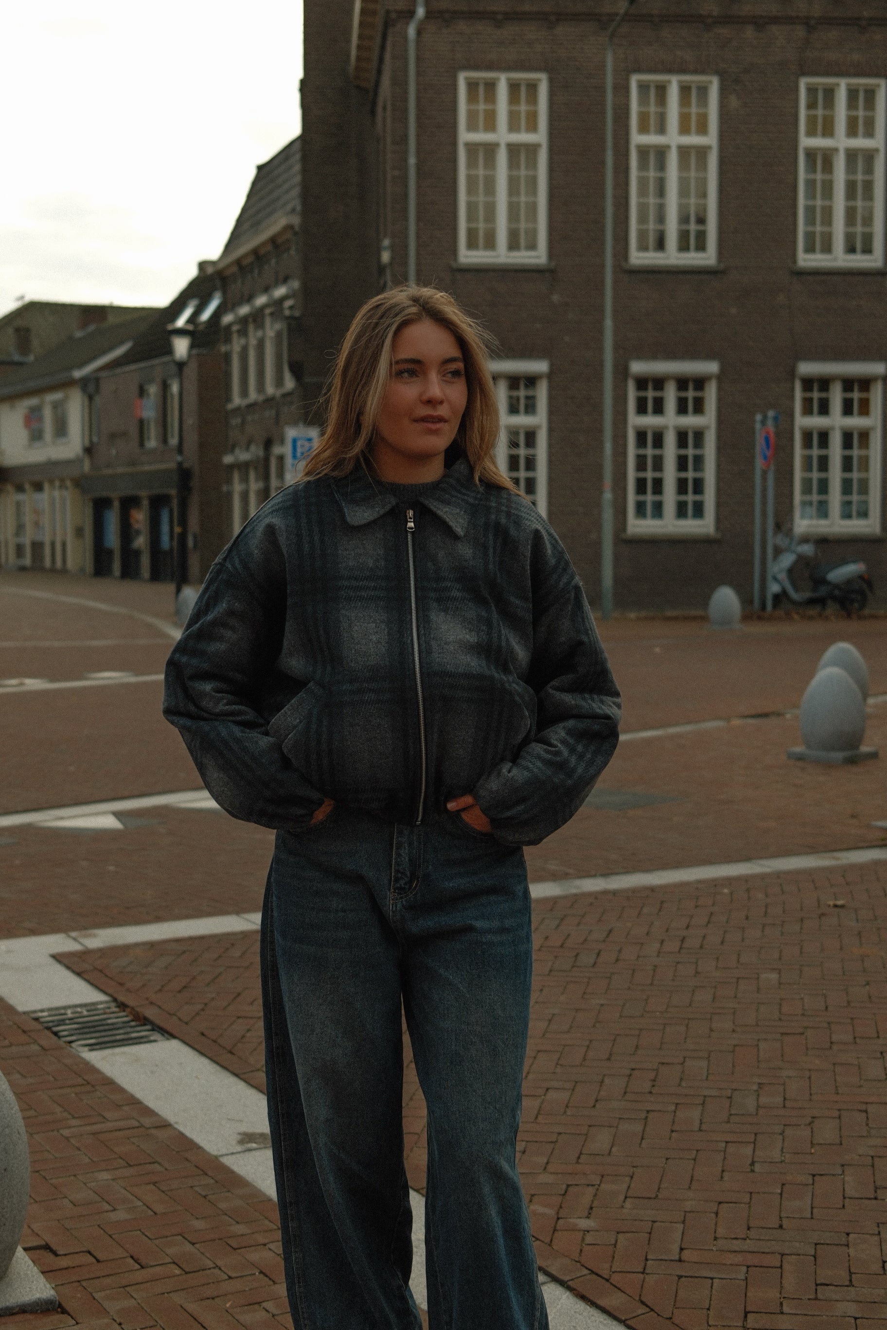 BOMBER CHECKED GREY/NAVY