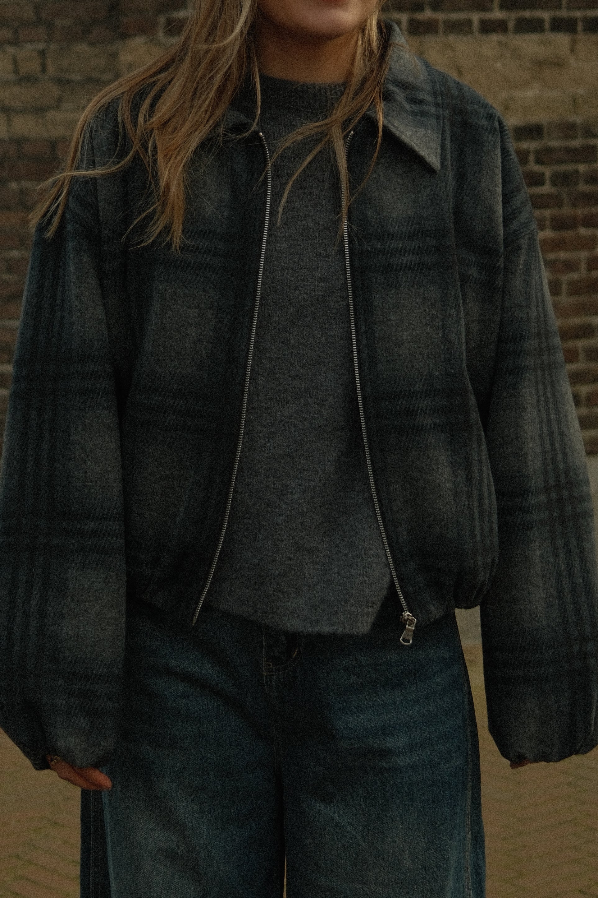 BOMBER CHECKED GREY/NAVY