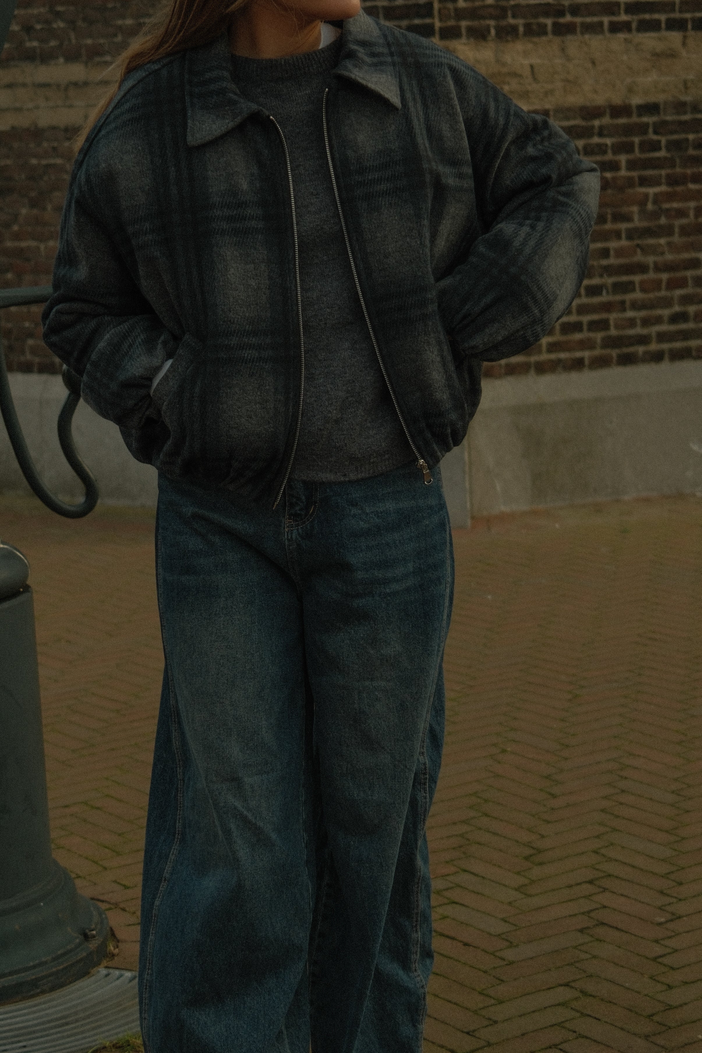 BOMBER CHECKED GREY/NAVY