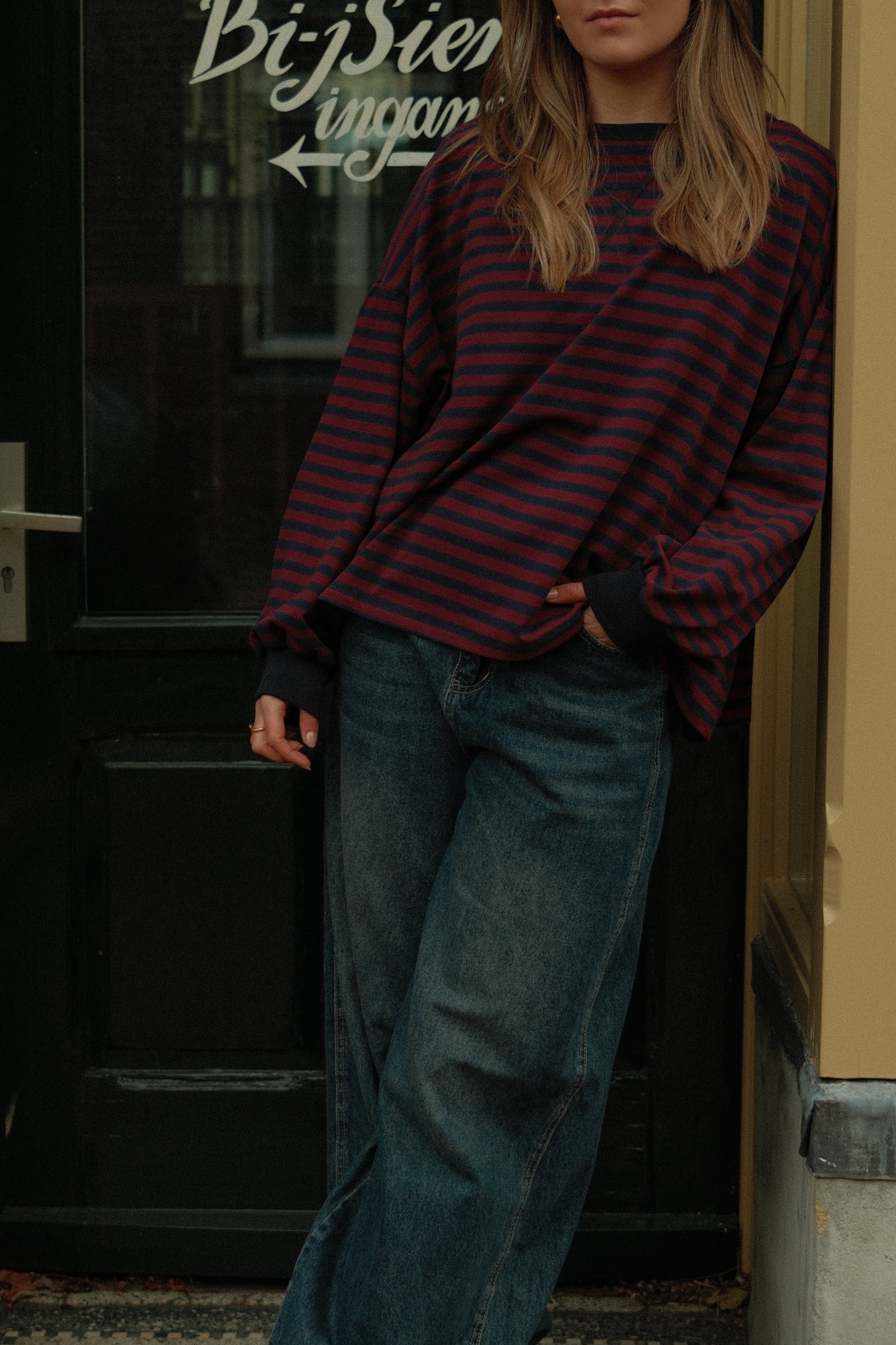 MEES SWEATER BORDEAUX/NAVY