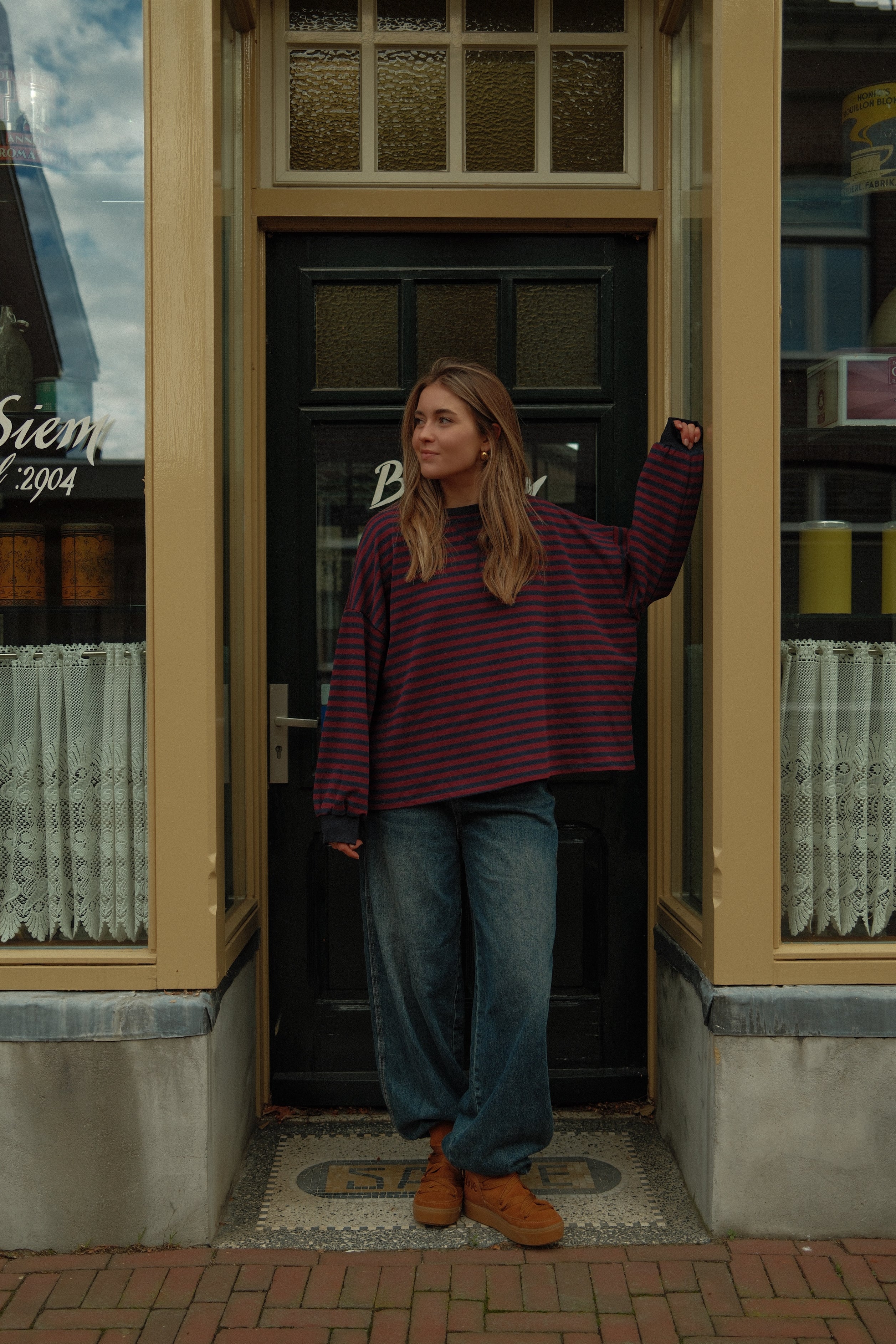 MEES SWEATER BORDEAUX/NAVY