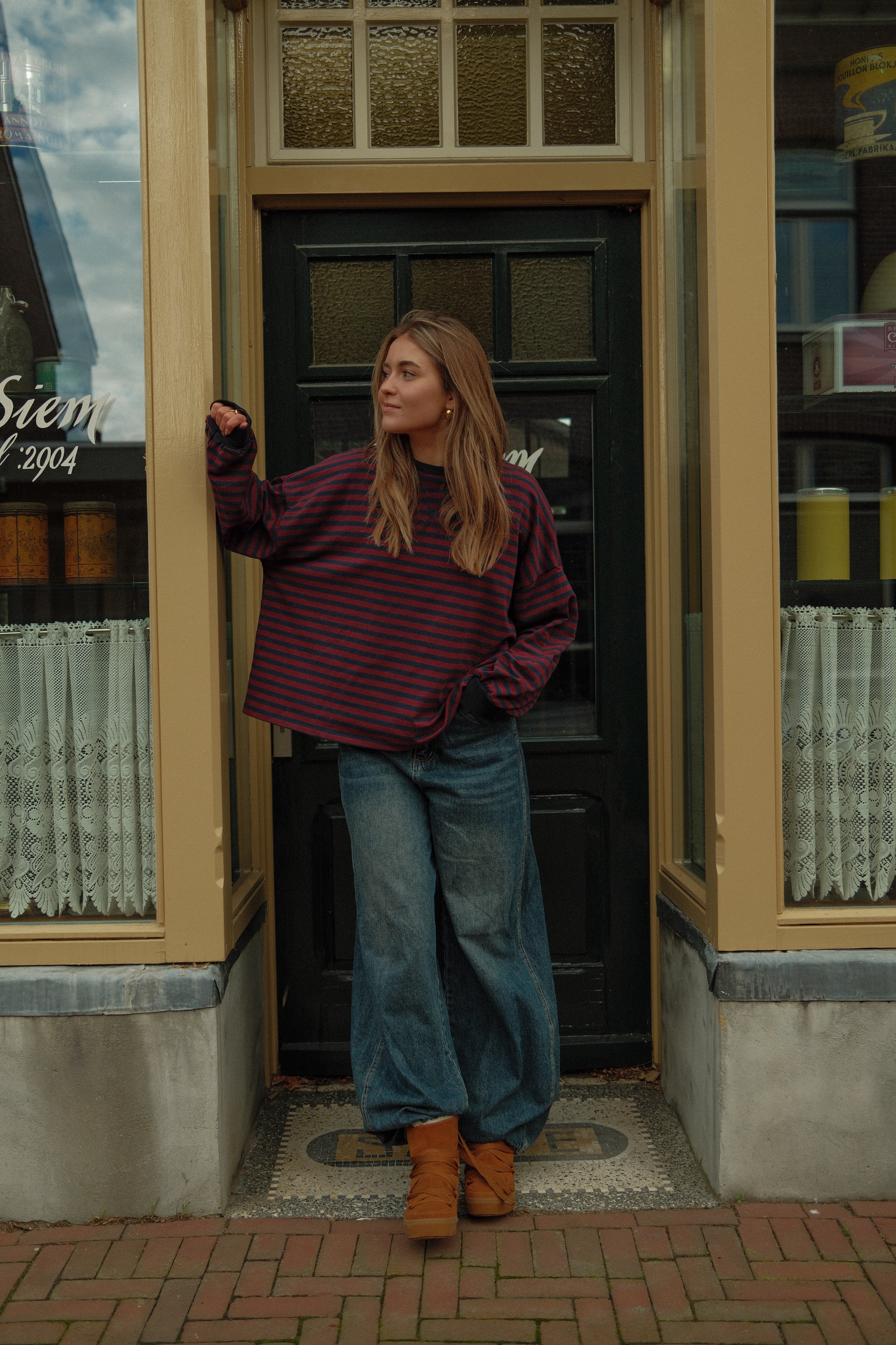 MEES SWEATER BORDEAUX/NAVY