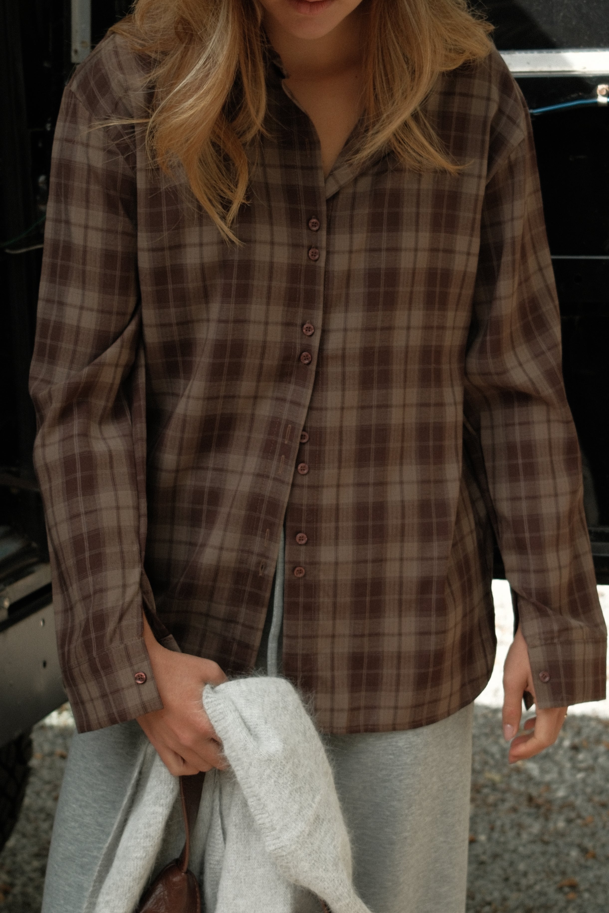 THE JULIETTE CHECKED BLOUSE BROWN