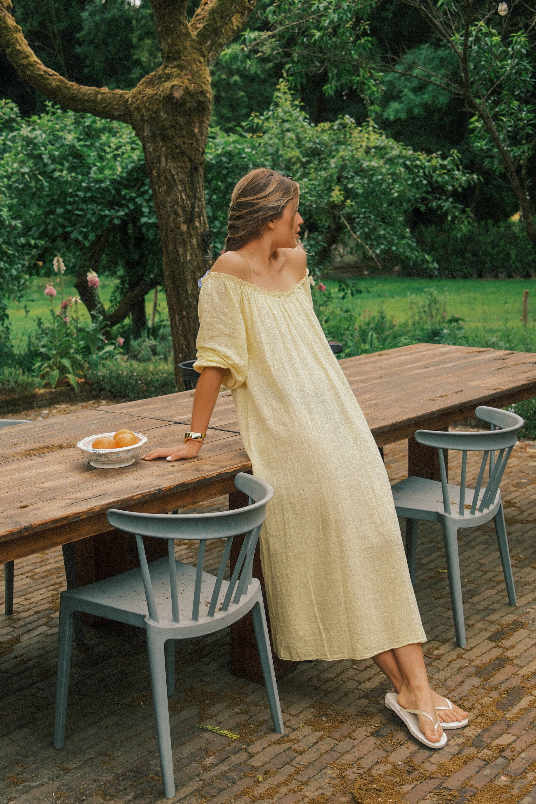 OFF-SHOULDER LUNA DRESS YELLOW