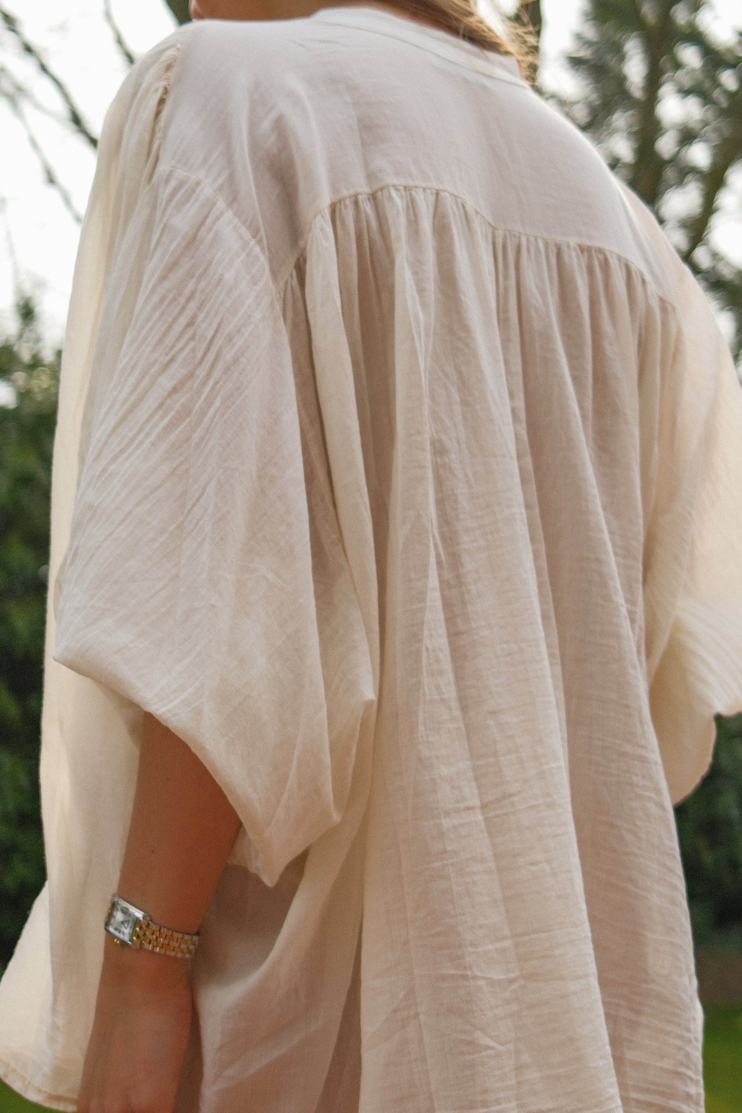COTTON MAXI BLOUSE OFF WHITE
