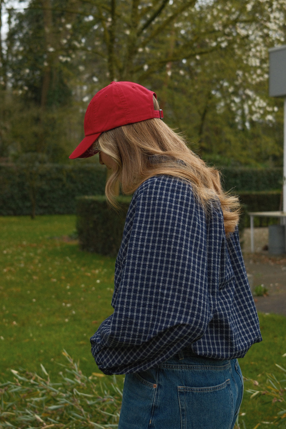 AMELIE CHECKED BLOUSE NAVY