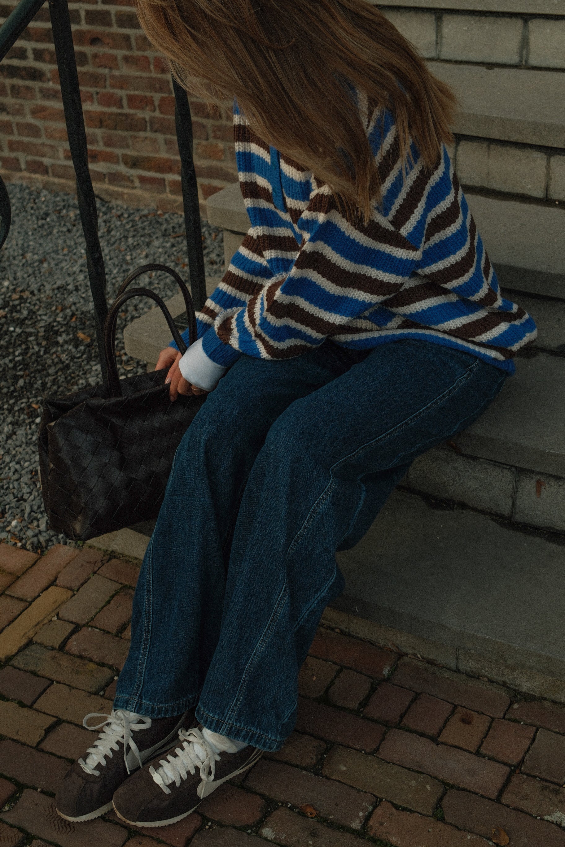 POLOKNIT STRIPED BLUE/CHOCO