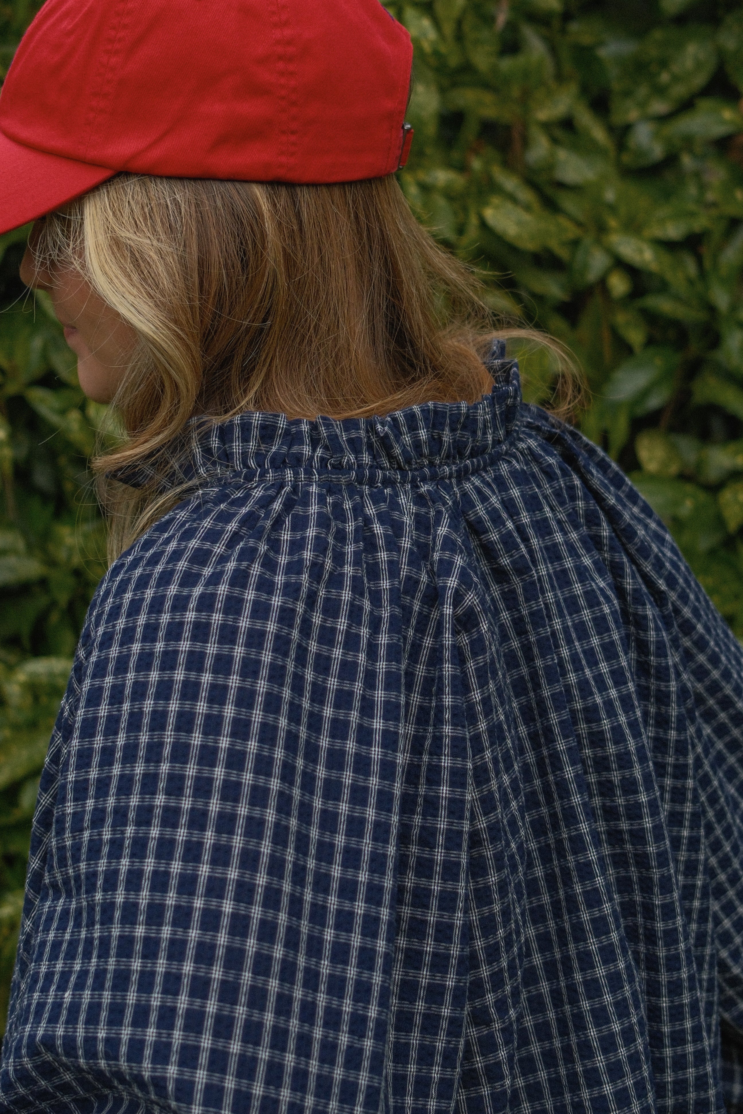 AMÉLIE CHECKED BLOUSE NAVY