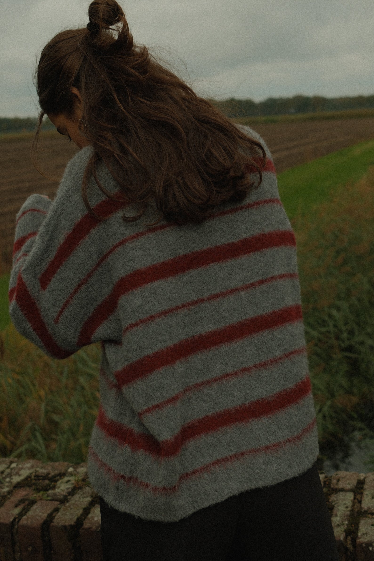 90’S STRIPE KNIT BORDEAUX/GREY