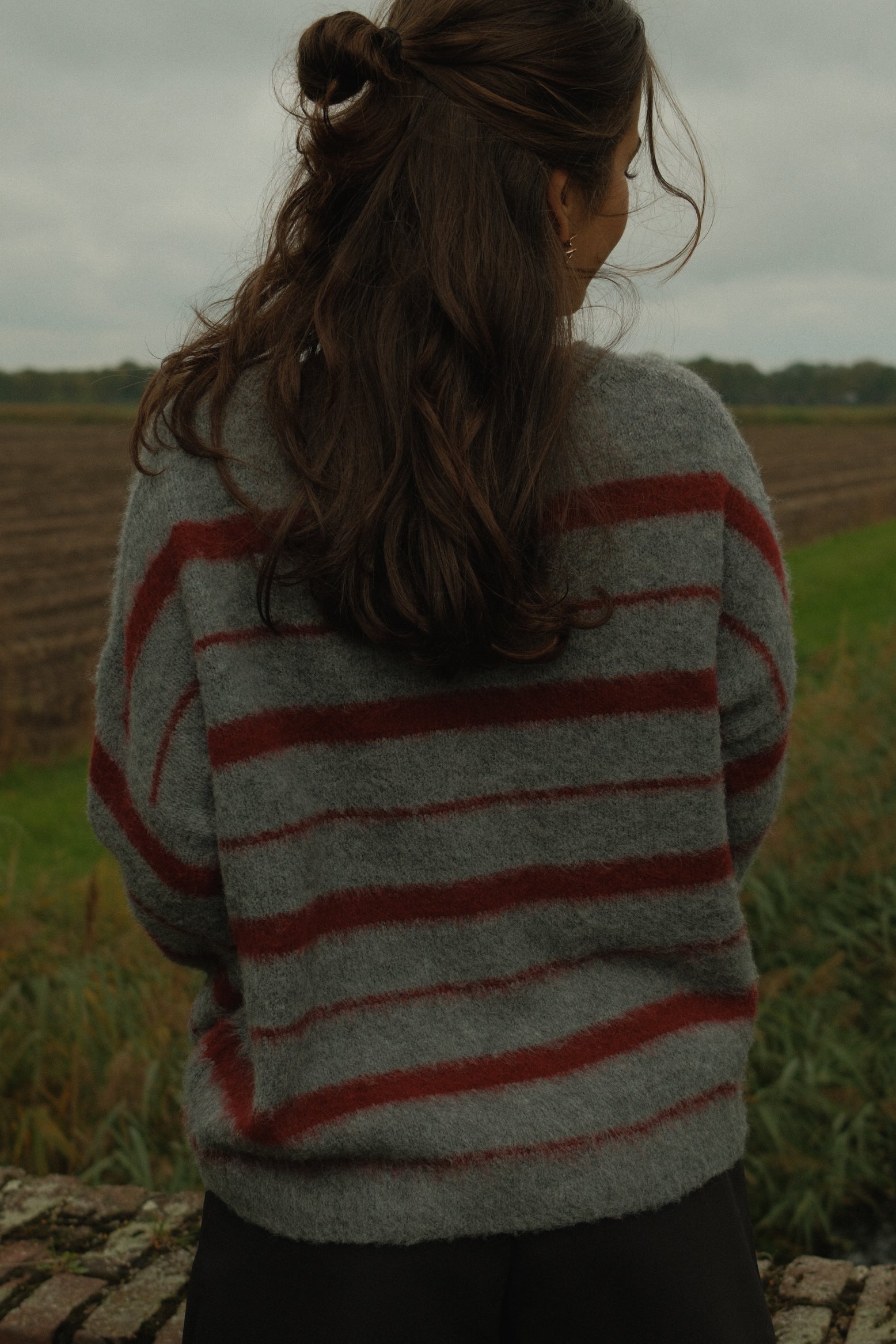 90’S STRIPE KNIT BORDEAUX/GREY