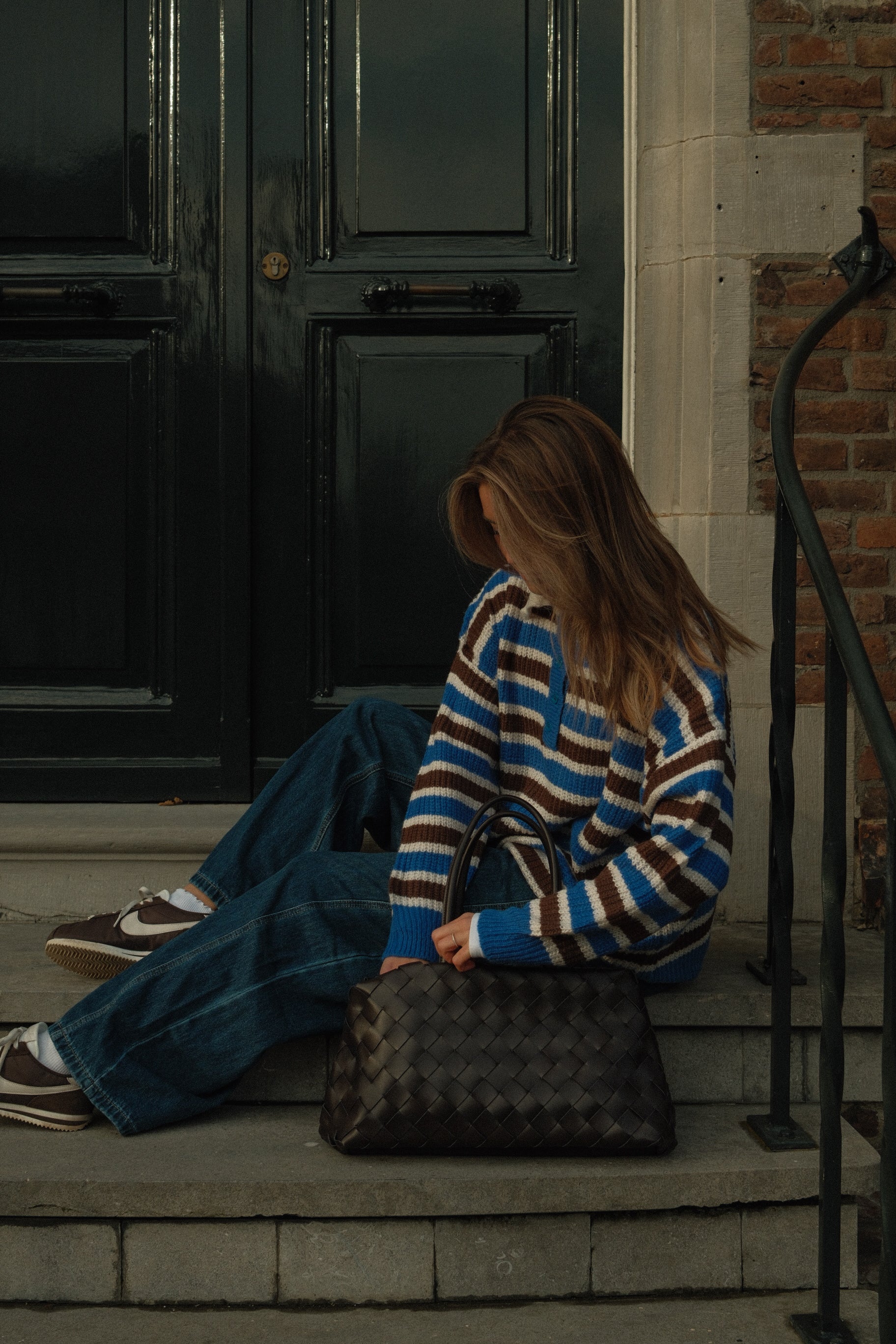 POLOKNIT STRIPED BLUE/CHOCO