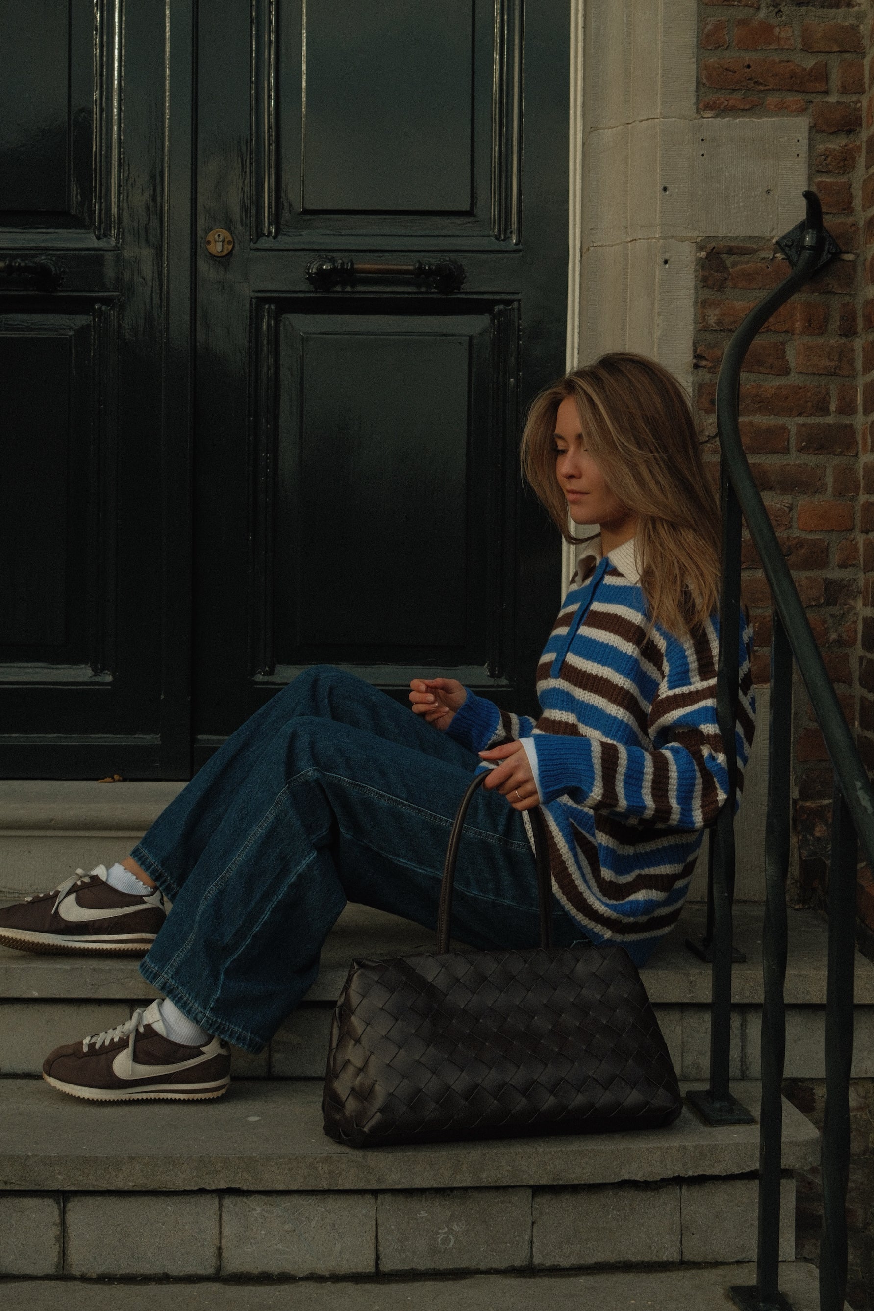 POLOKNIT STRIPED BLUE/CHOCO