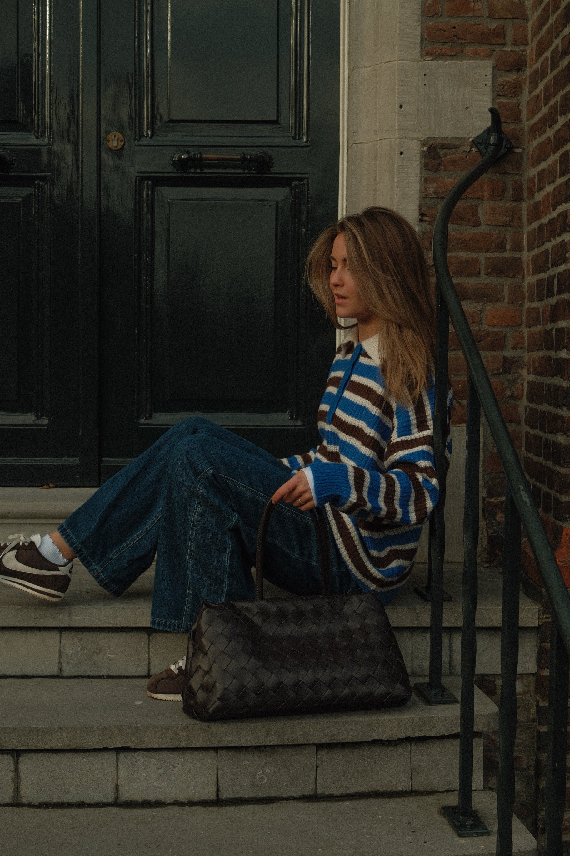 POLOKNIT STRIPED BLUE/CHOCO