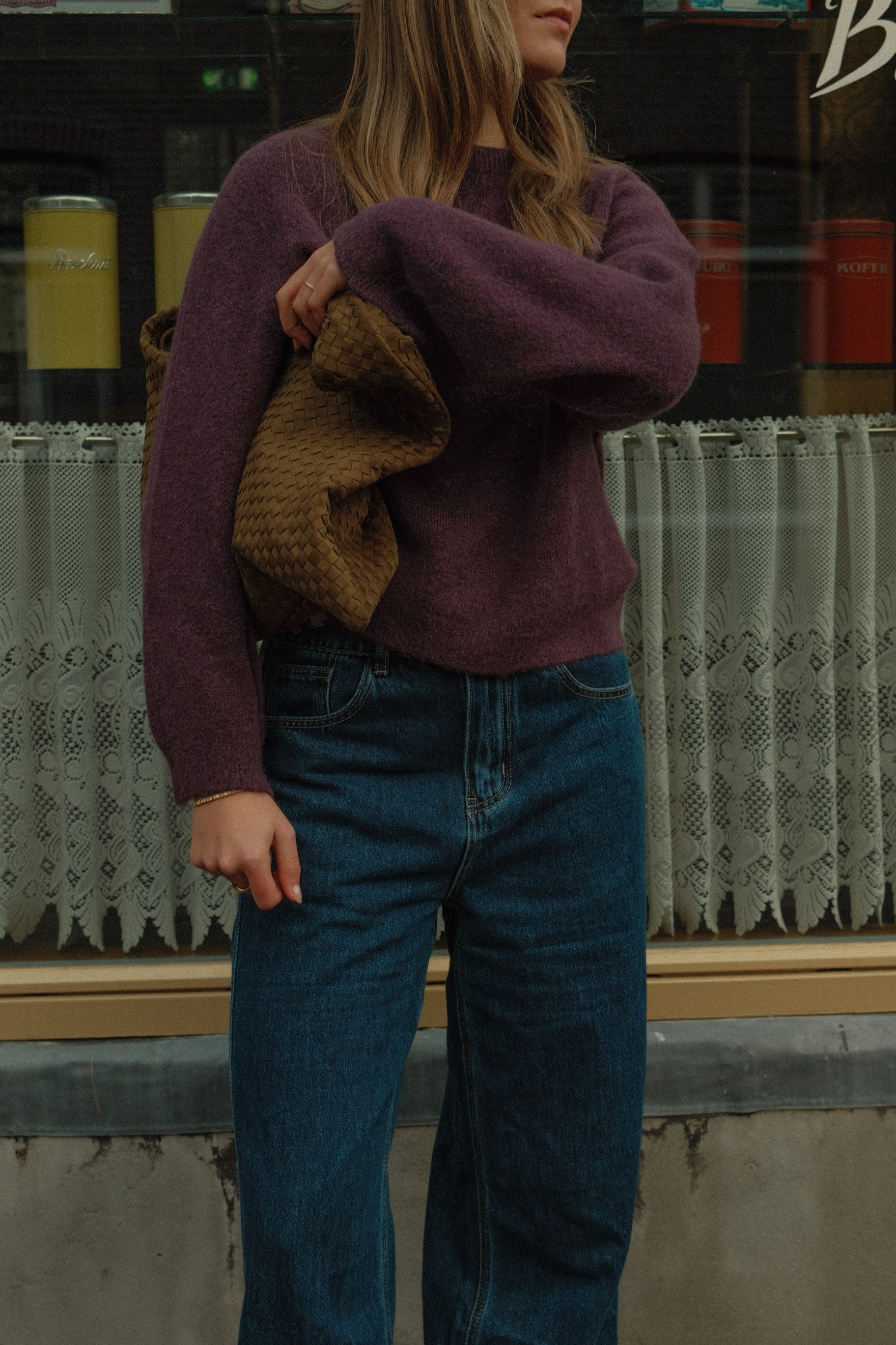 WIDE SLEEVE SARAH KNIT AUBERGINE