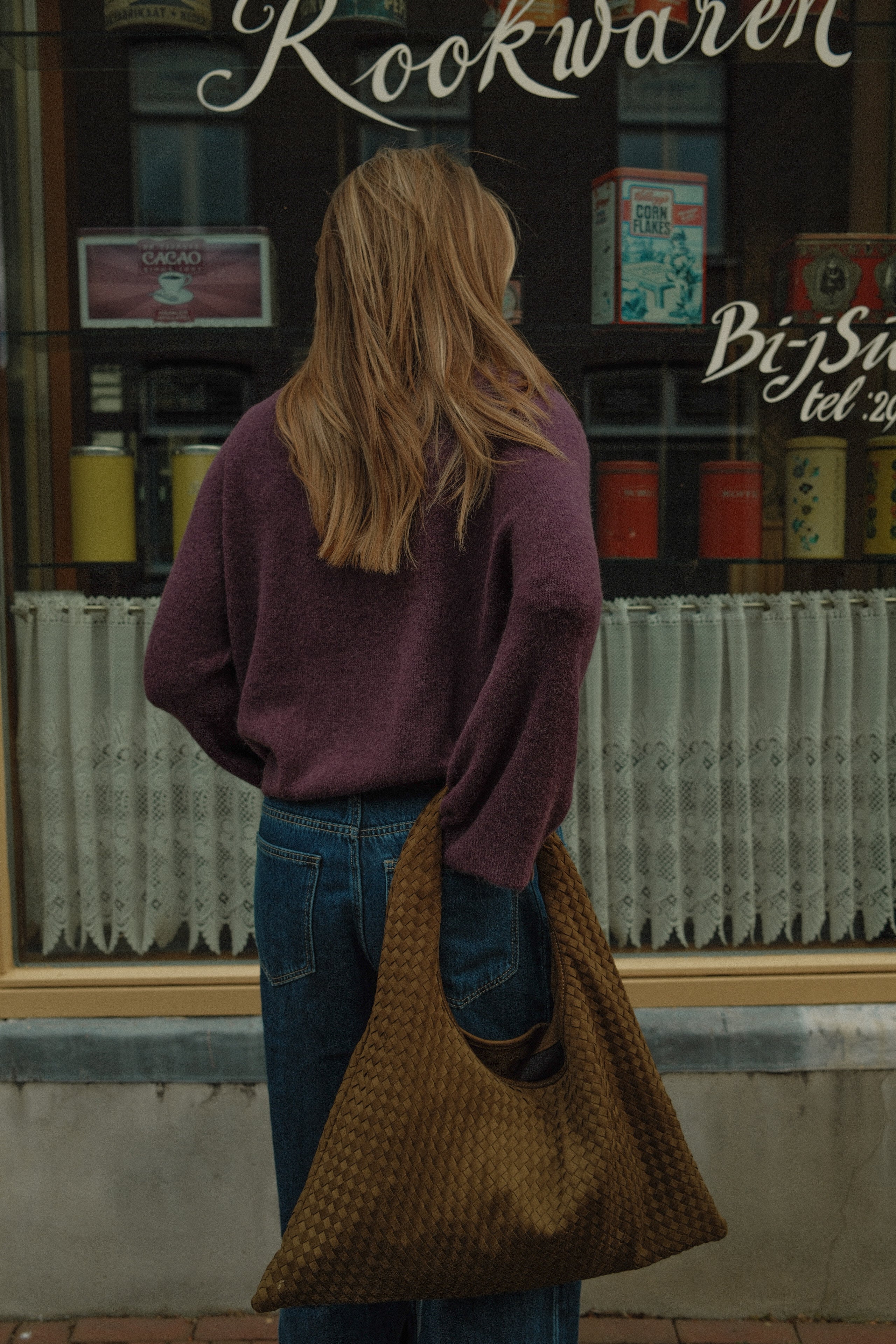 WIDE SLEEVE SARAH KNIT AUBERGINE