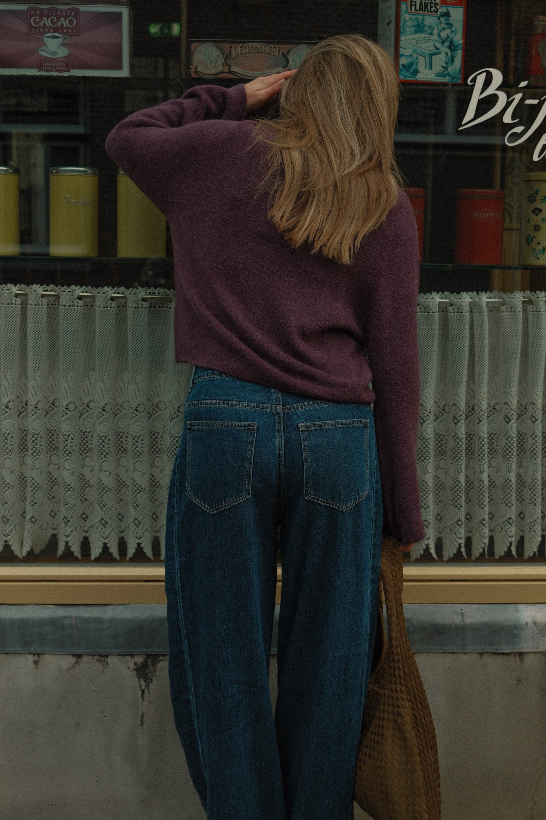 WIDE SLEEVE SARAH KNIT AUBERGINE