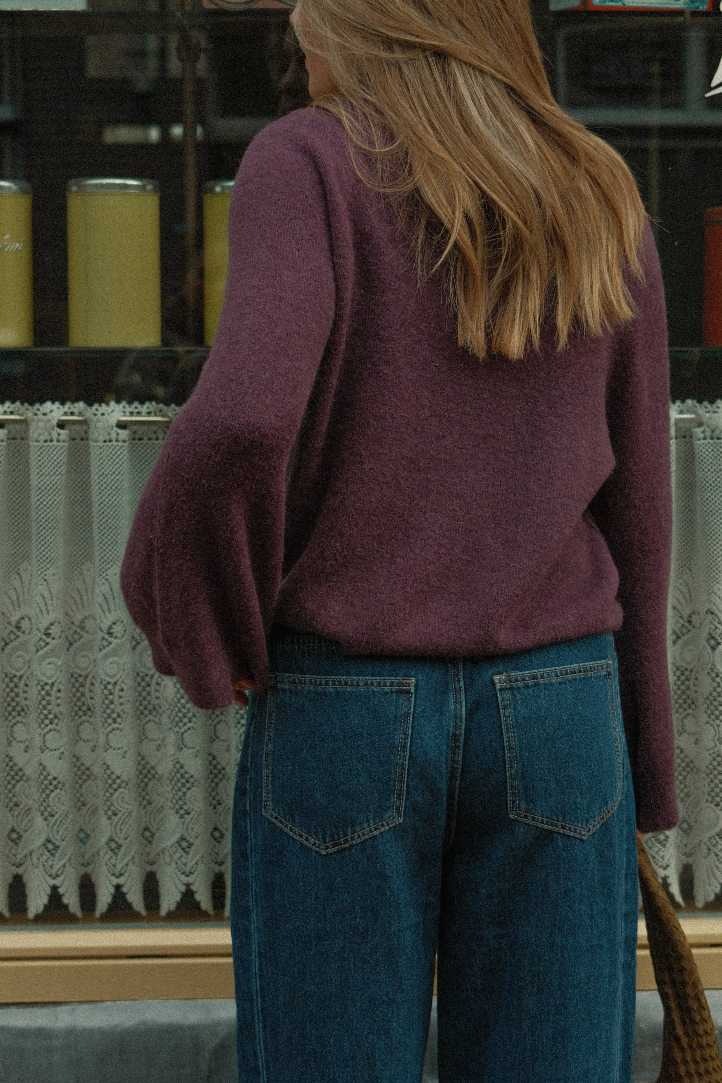WIDE SLEEVE SARAH KNIT AUBERGINE