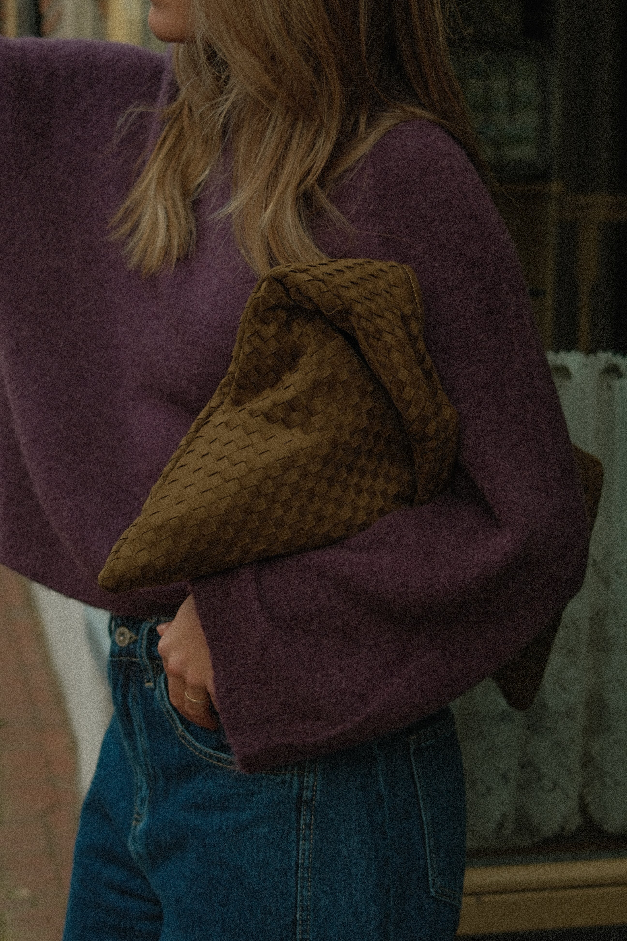 WIDE SLEEVE SARAH KNIT AUBERGINE