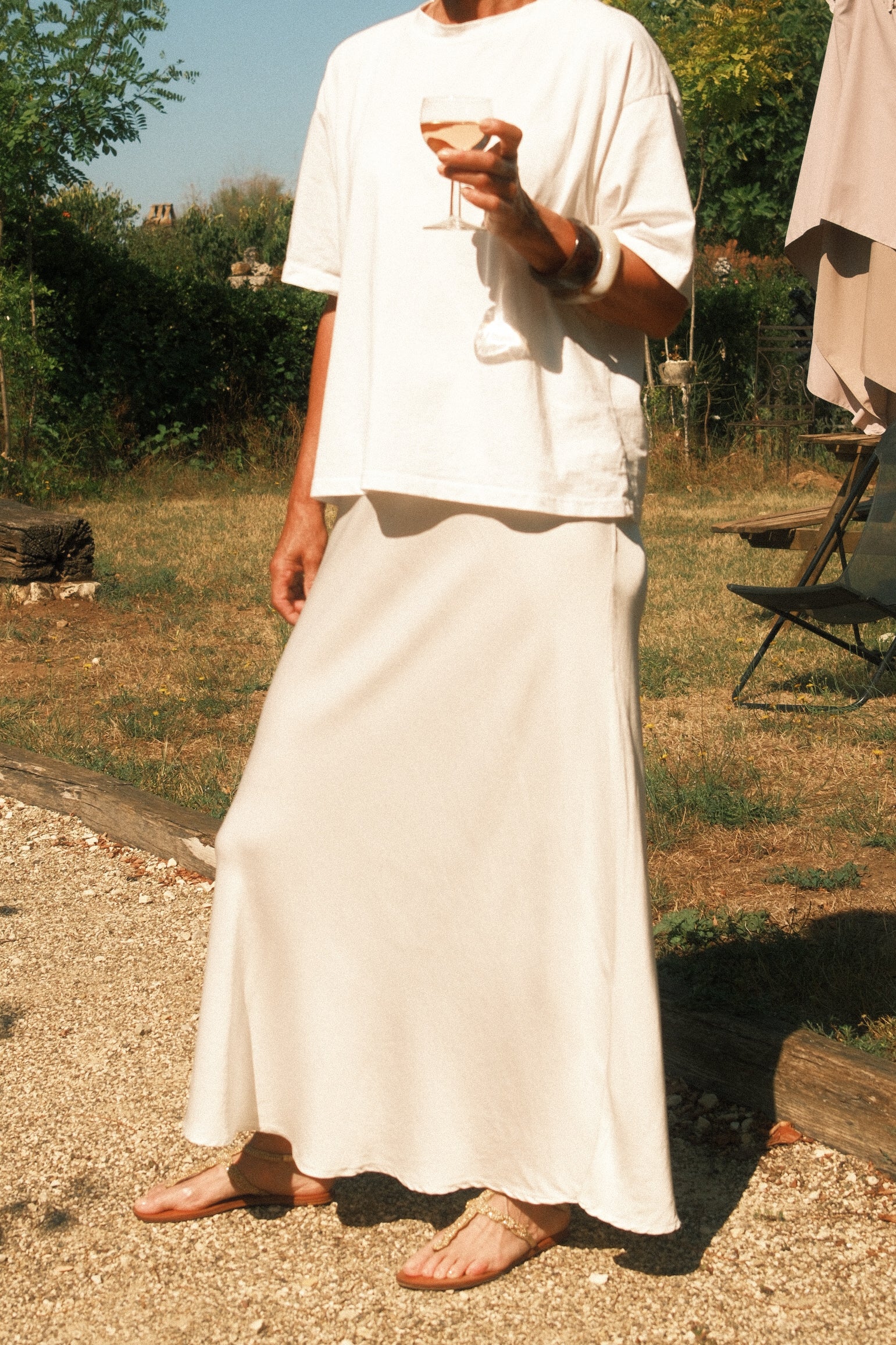 MAGGY SILK SKIRT OFF-WHITE