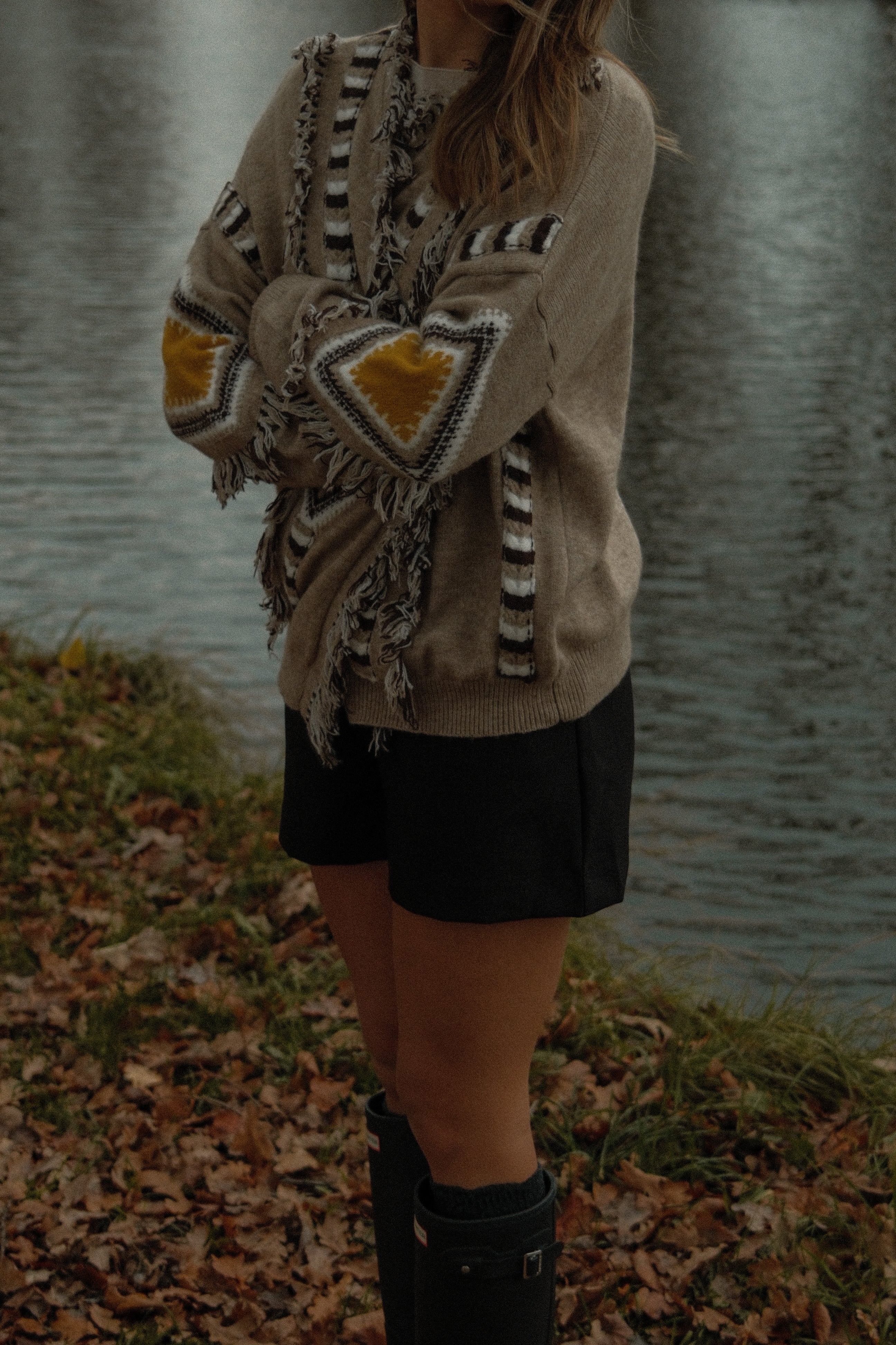 DAKOTA FRINGE CARDIGAN YELLOW/TAUPE