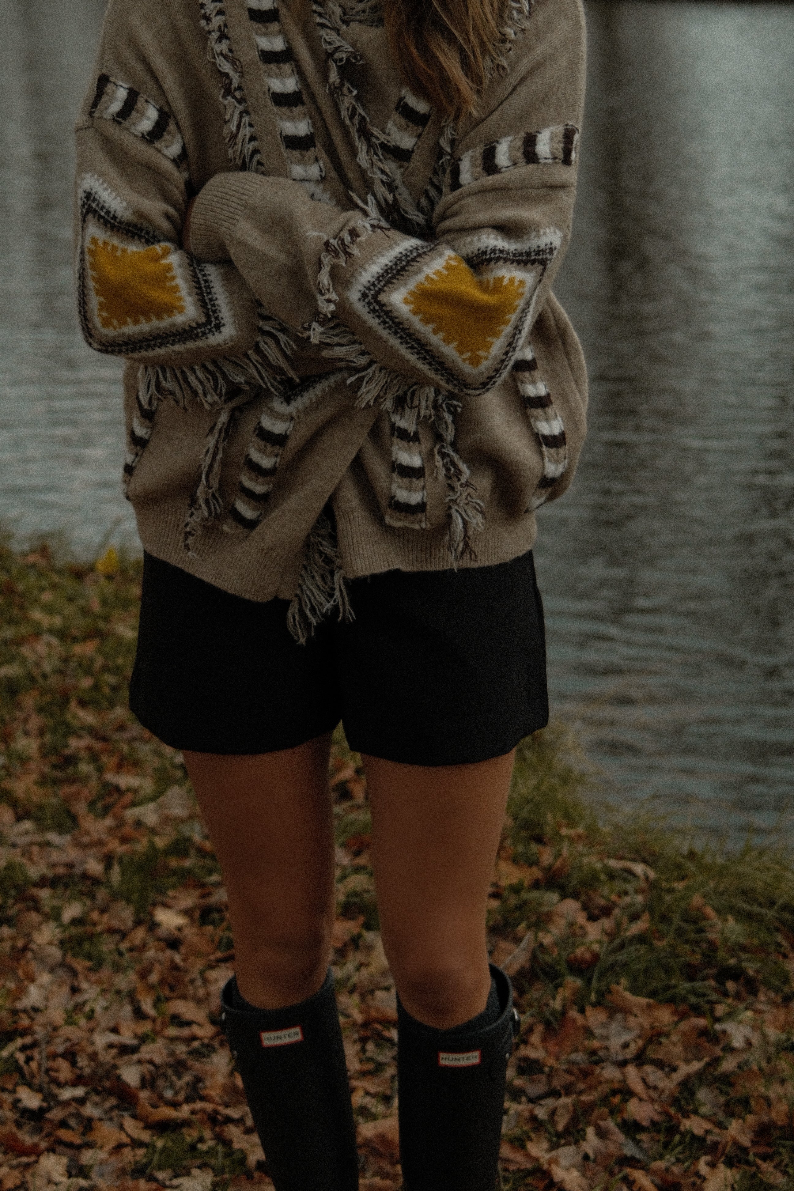 DAKOTA FRINGE CARDIGAN YELLOW/TAUPE