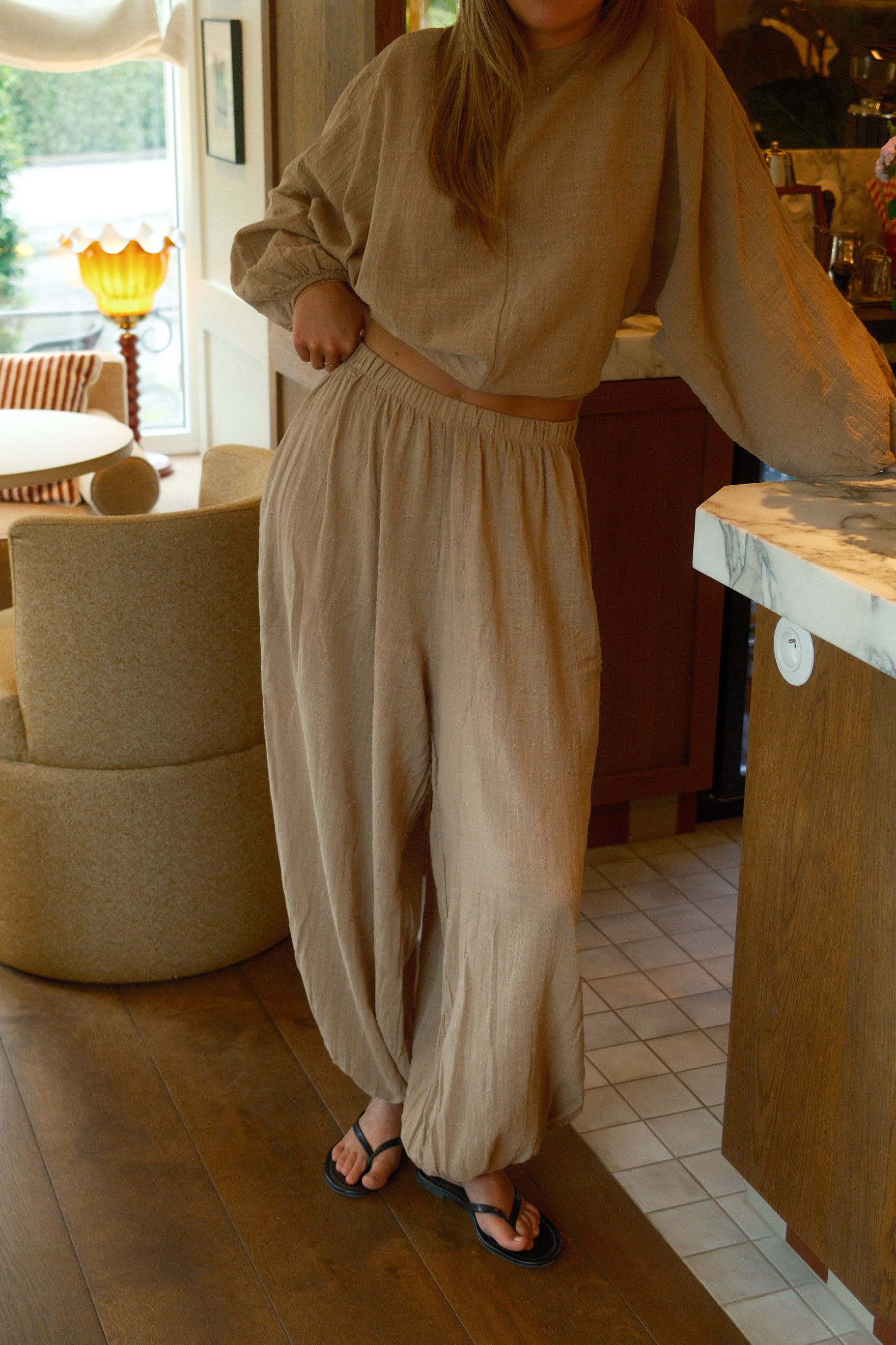 COTTON WRAP TOP CAMEL