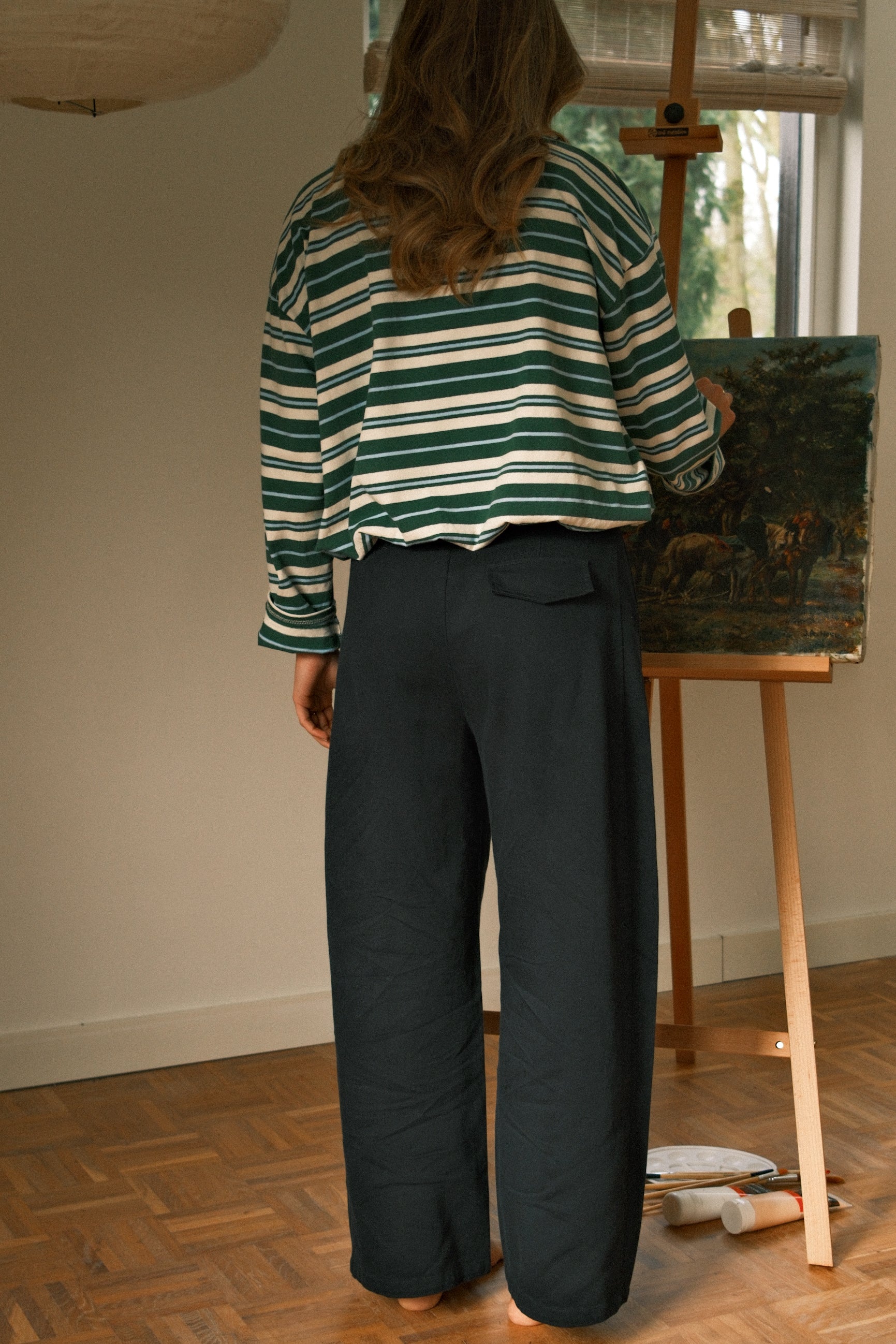 COTTON BALLOON PANTS NAVY