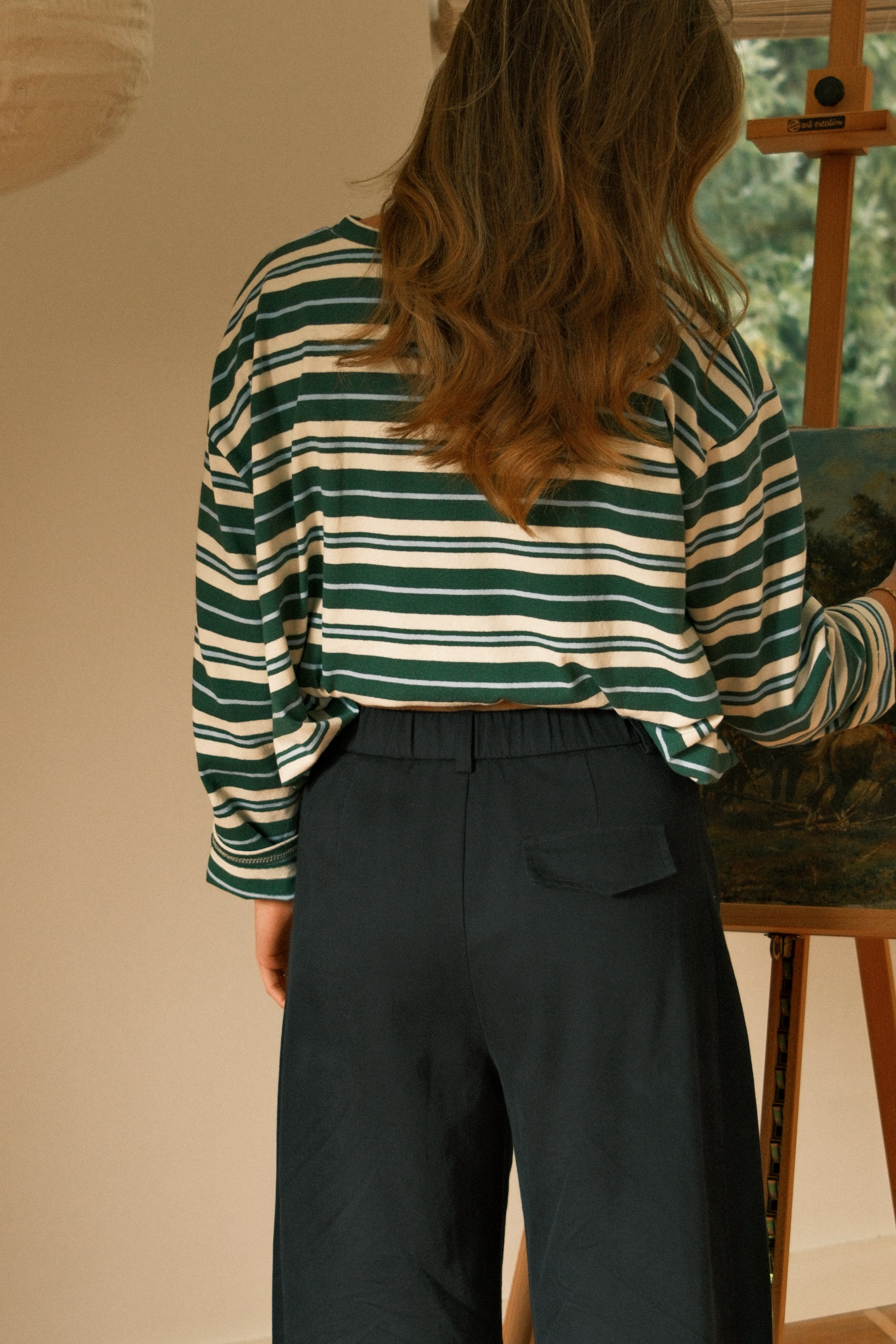 STRIPED ELISE BALLOON LONGSLEEVE GREEN