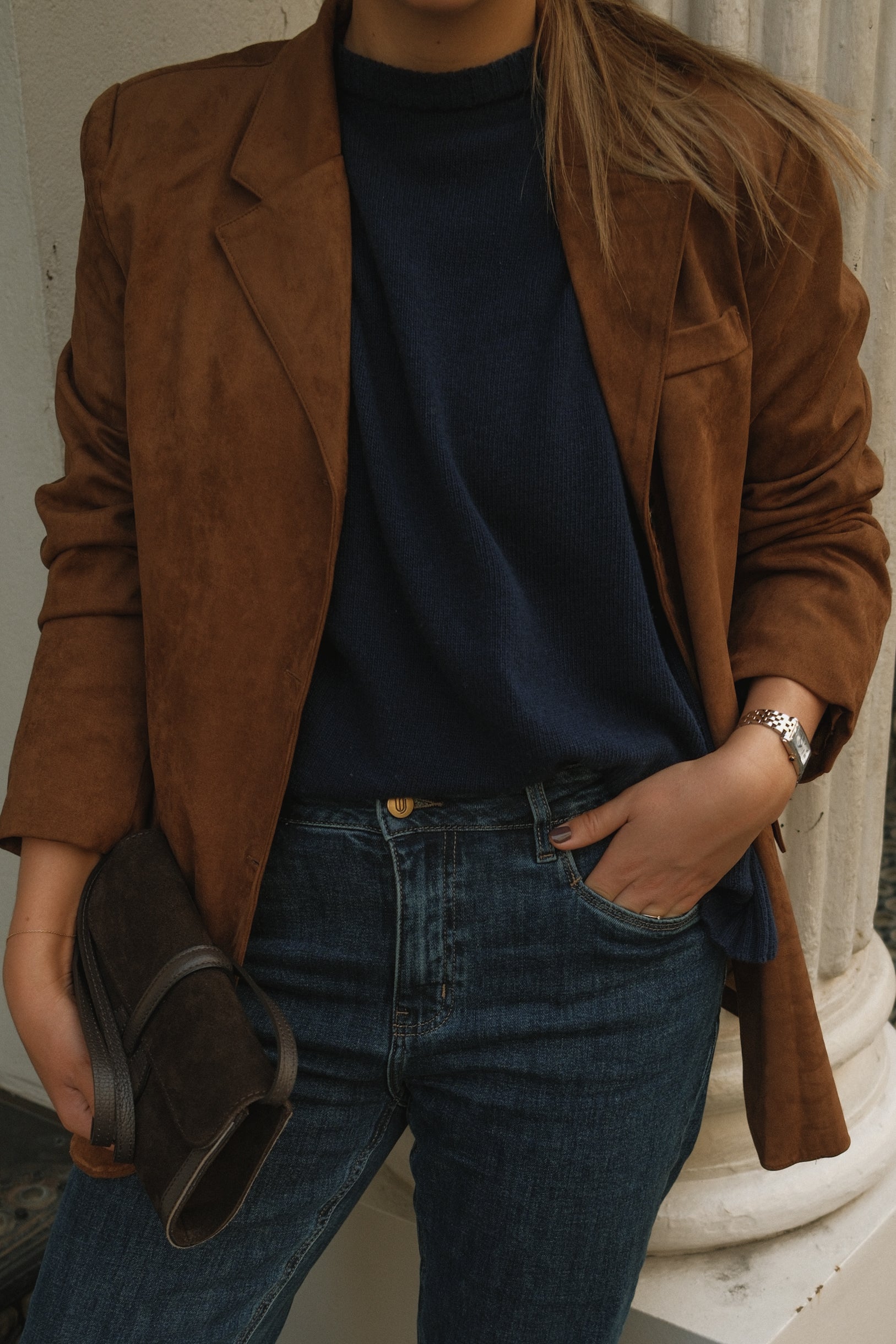 THE CASHMERE BLEND SPLIT KNIT NAVY