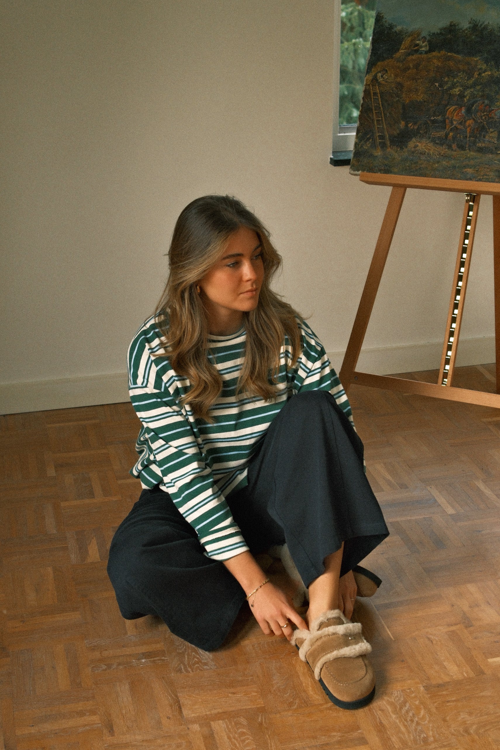 STRIPED ELISE BALLOON LONGSLEEVE GREEN