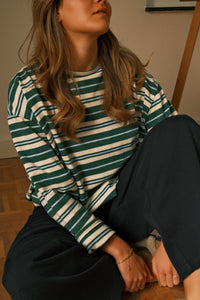 STRIPED ELISE BALLOON LONGSLEEVE GREEN