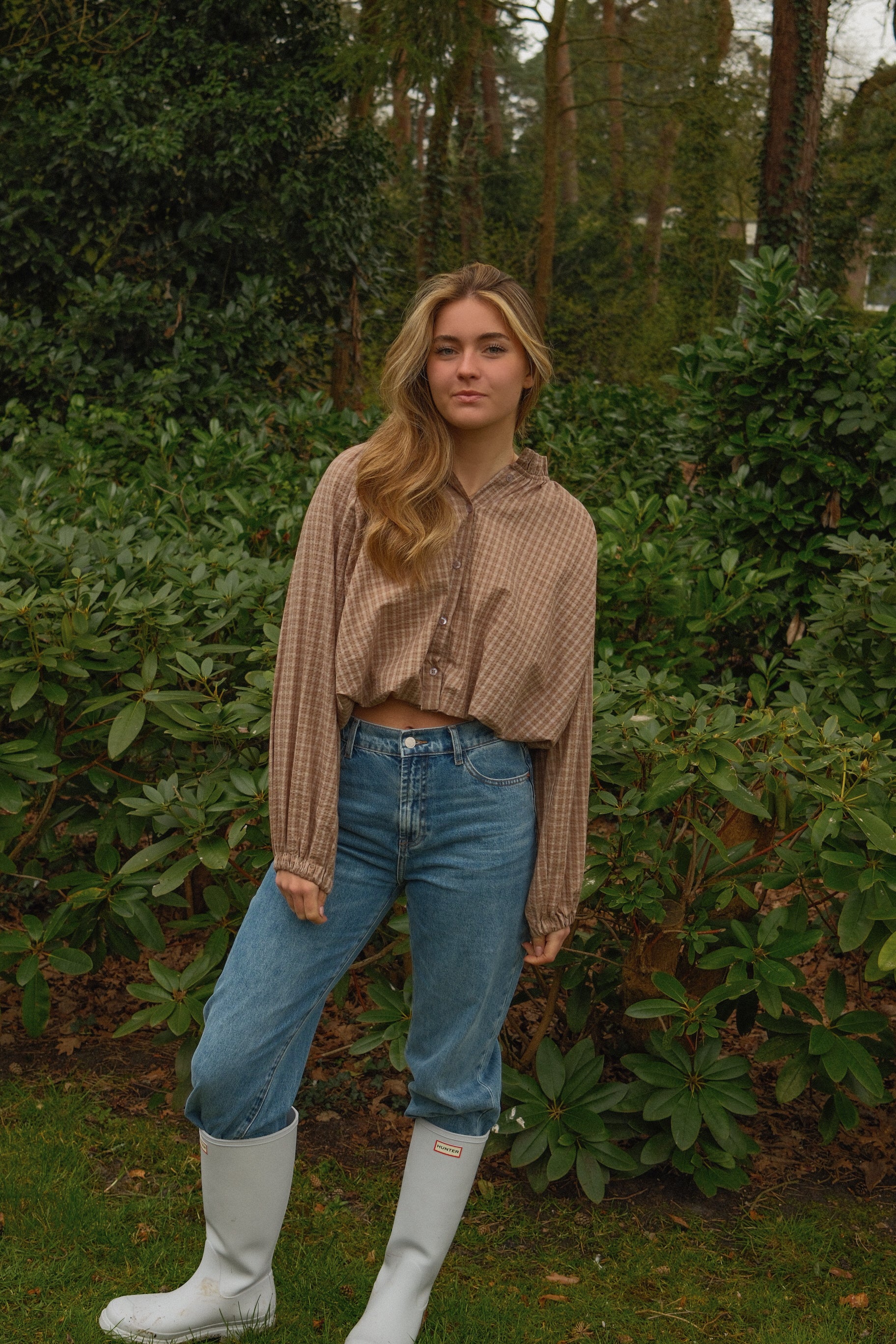 AMÉLIE CHECKED BLOUSE HAZELNUT