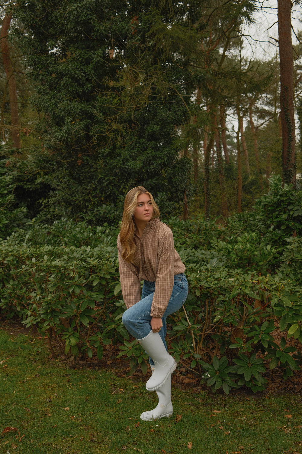 AMELIE CHECKED BLOUSE HAZELNUT