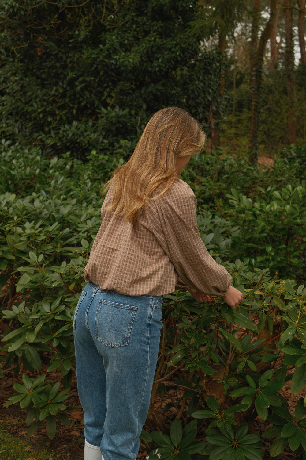 AMELIE CHECKED BLOUSE HAZELNUT