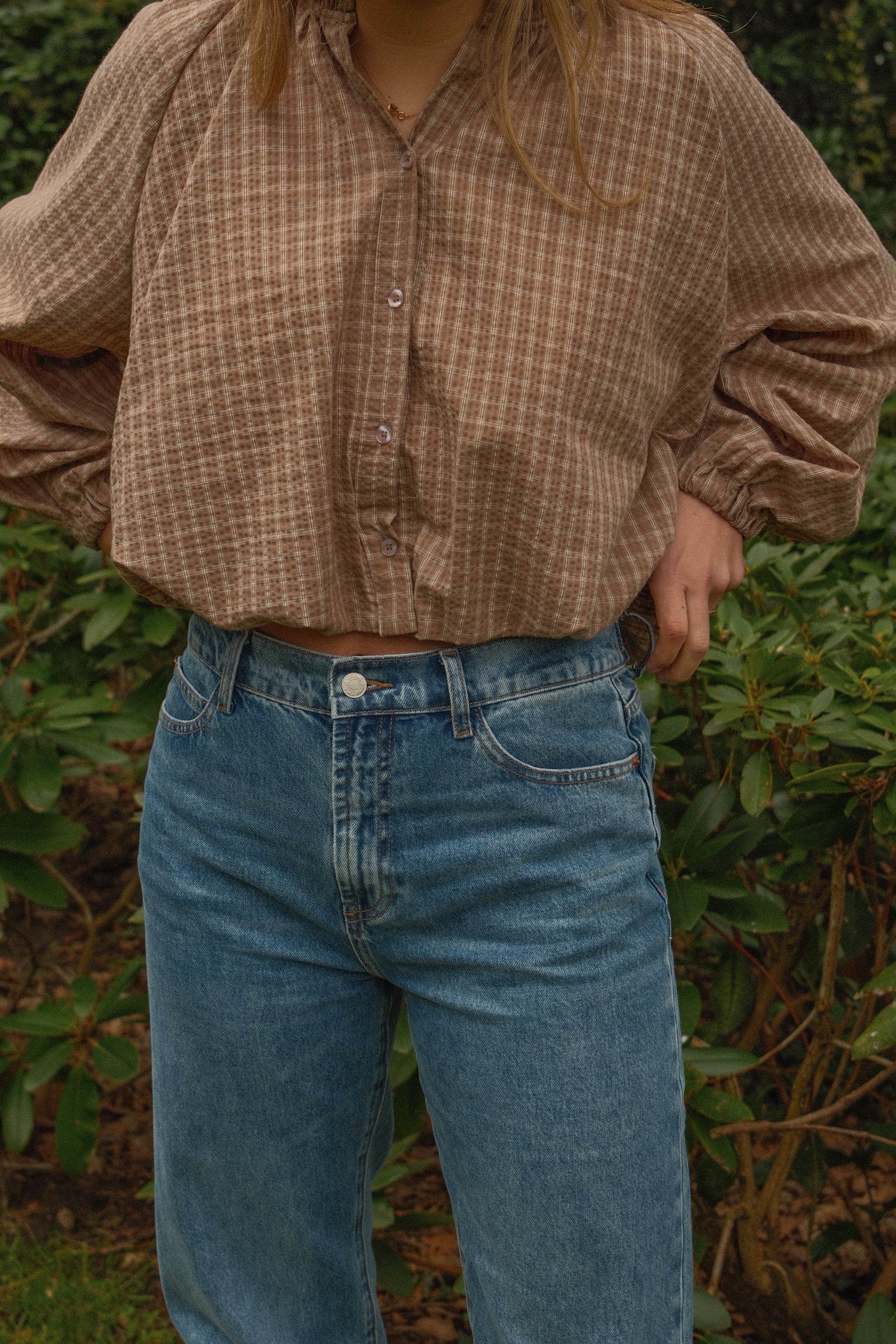 AMÉLIE CHECKED BLOUSE HAZELNUT