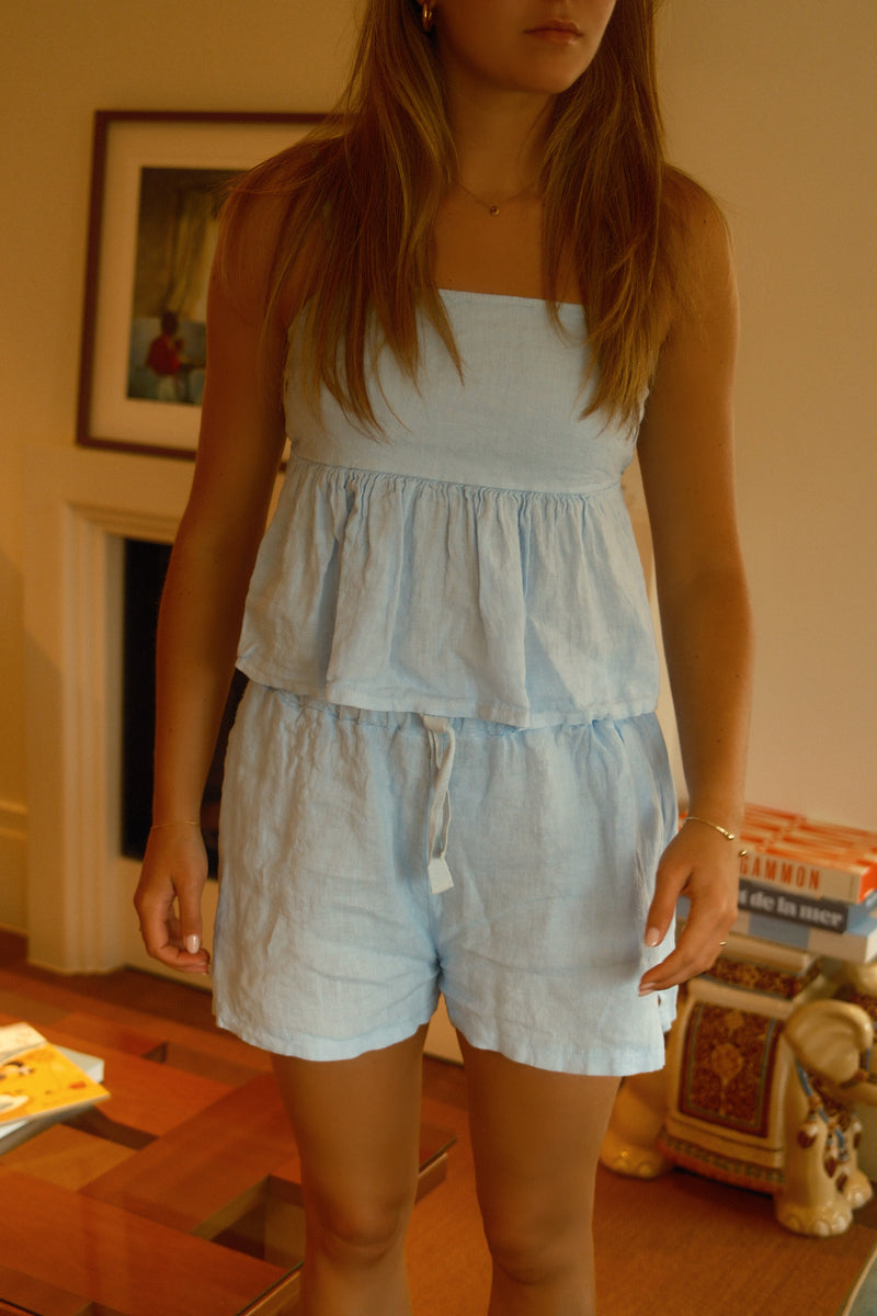 LINNEN MAE SHORT SKY BLUE
