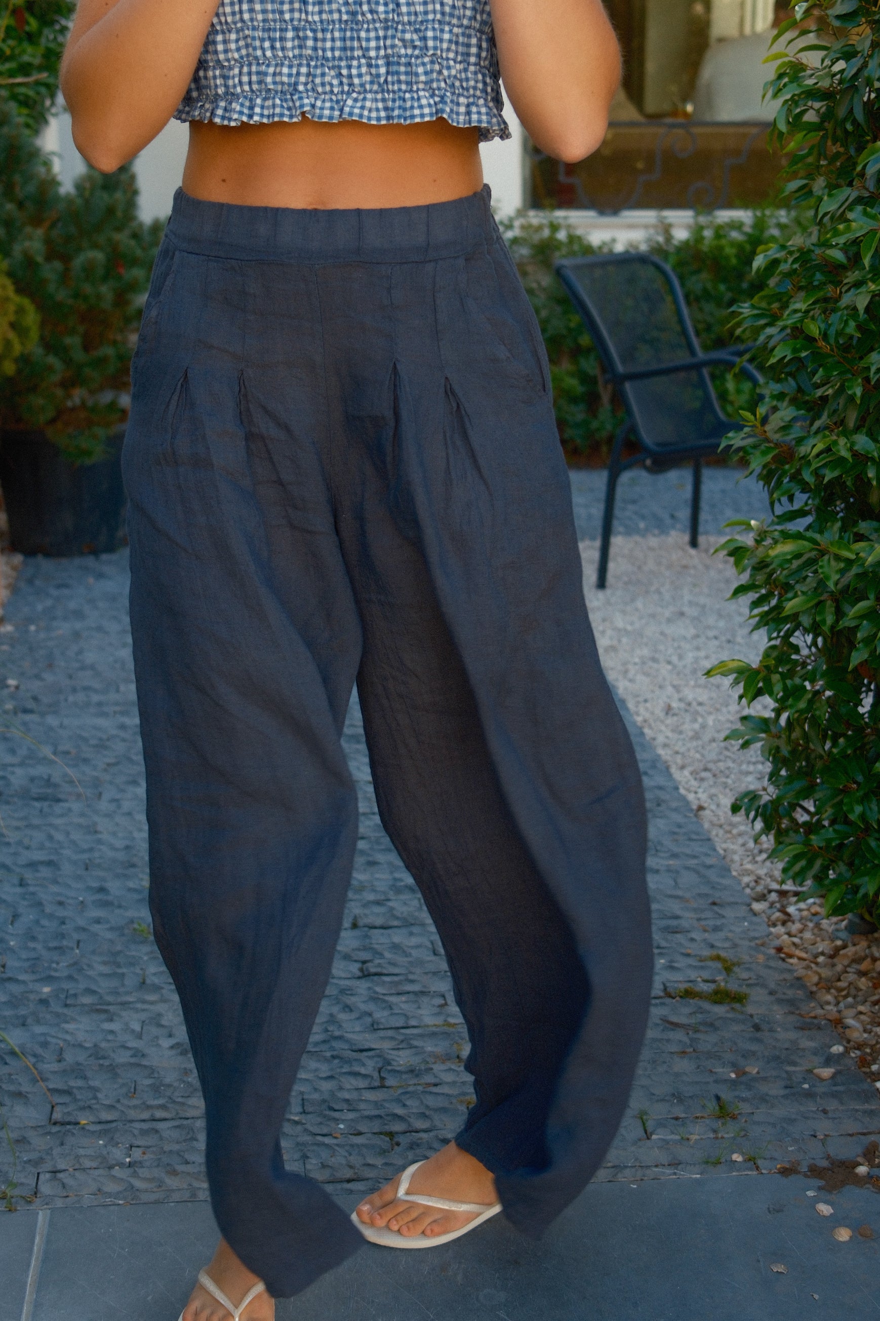 WIDE LINNEN PANTALON NAVY