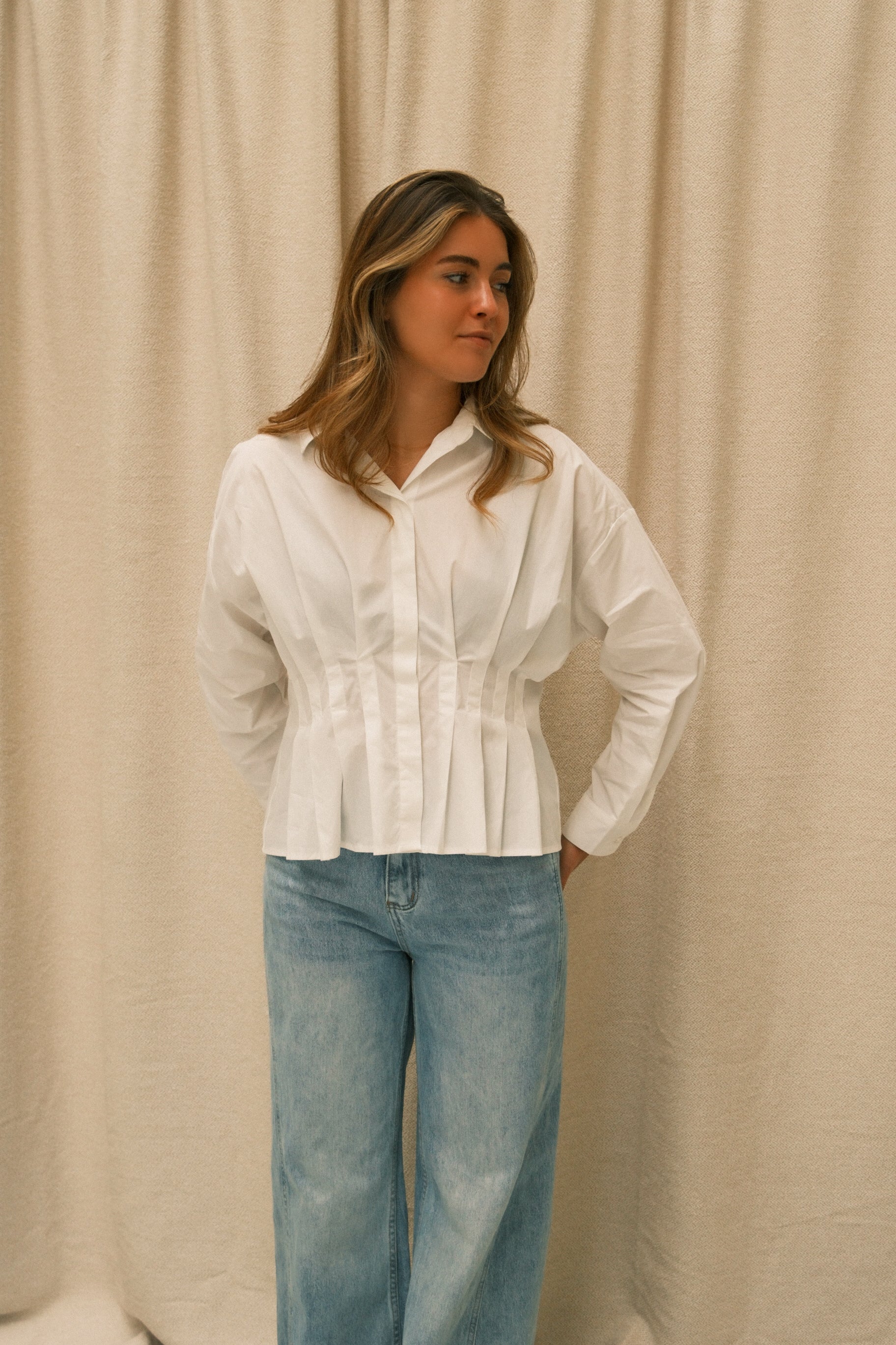 TAILORED COTTON BLOUSE WHITE