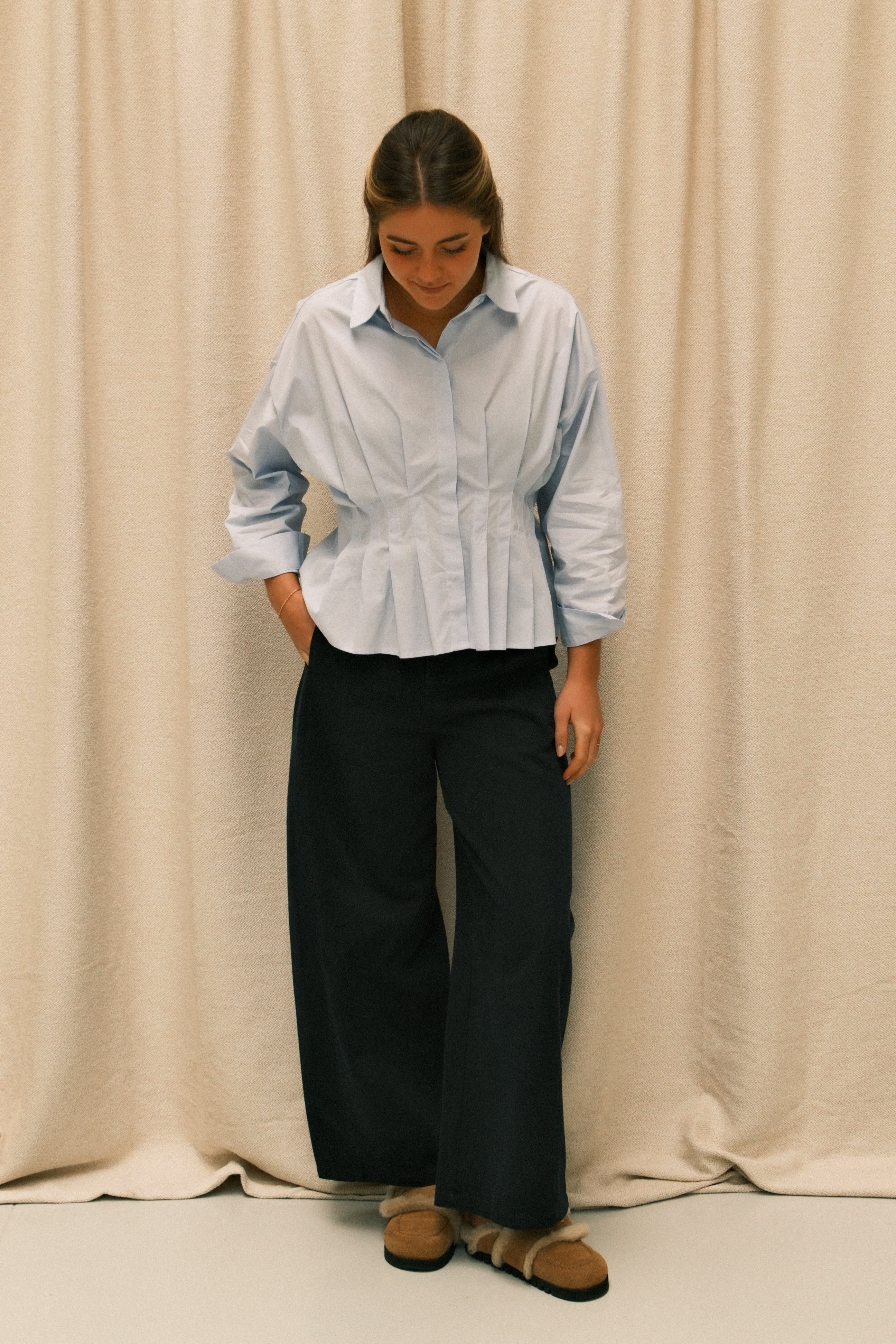 TAILORED COTTON BLOUSE LIGHT BLUE