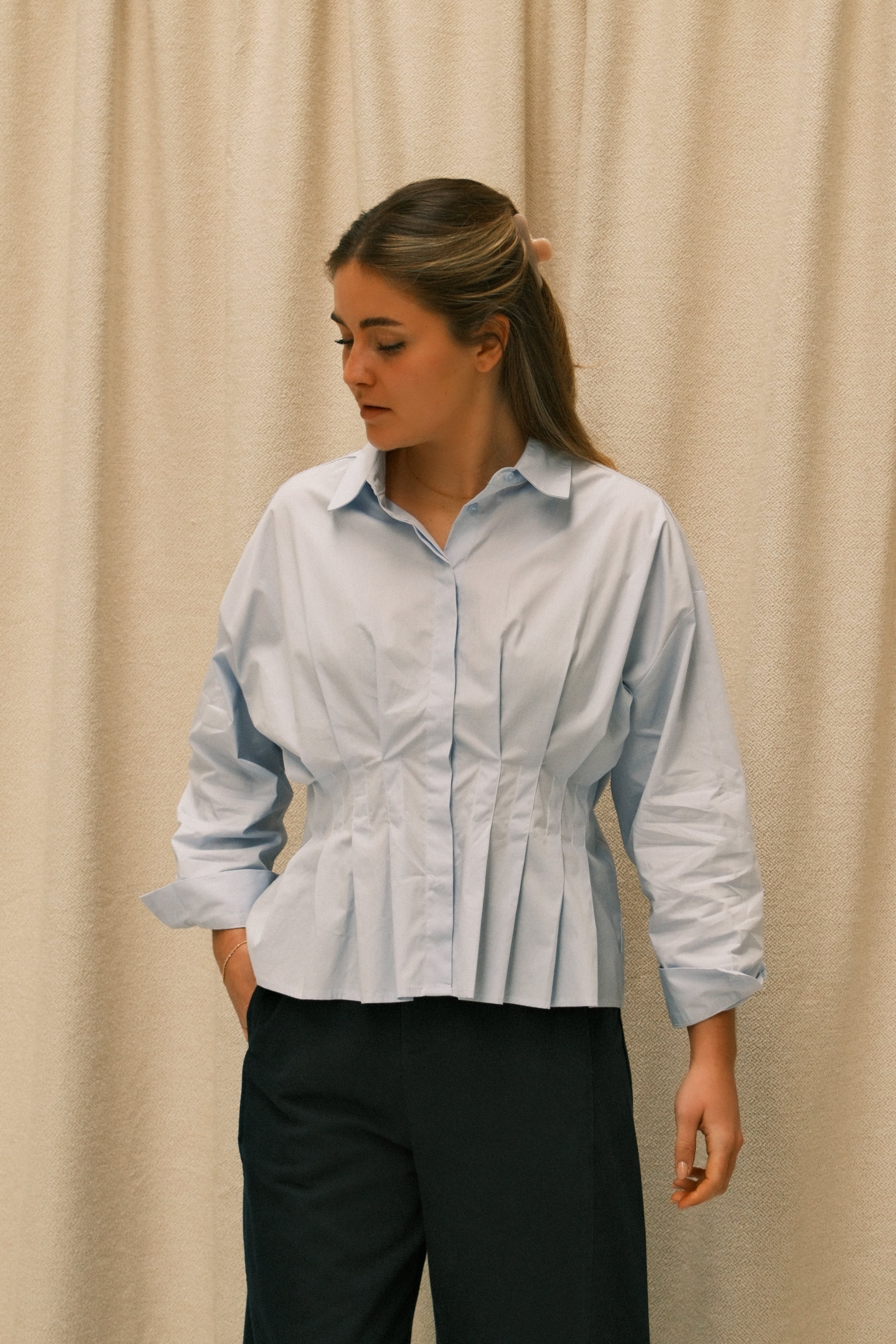 TAILORED COTTON BLOUSE LIGHT BLUE