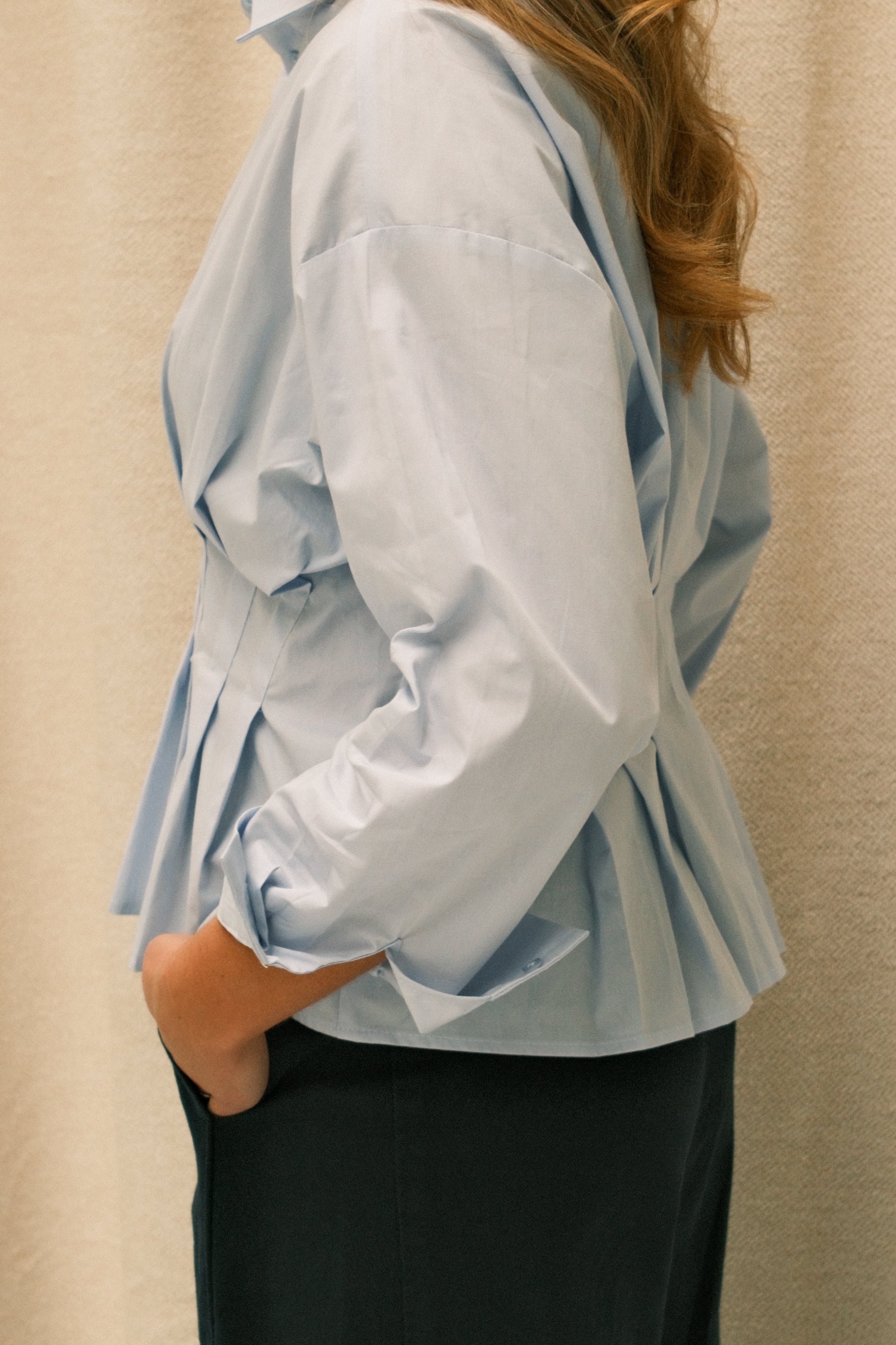 TAILORED COTTON BLOUSE LIGHT BLUE