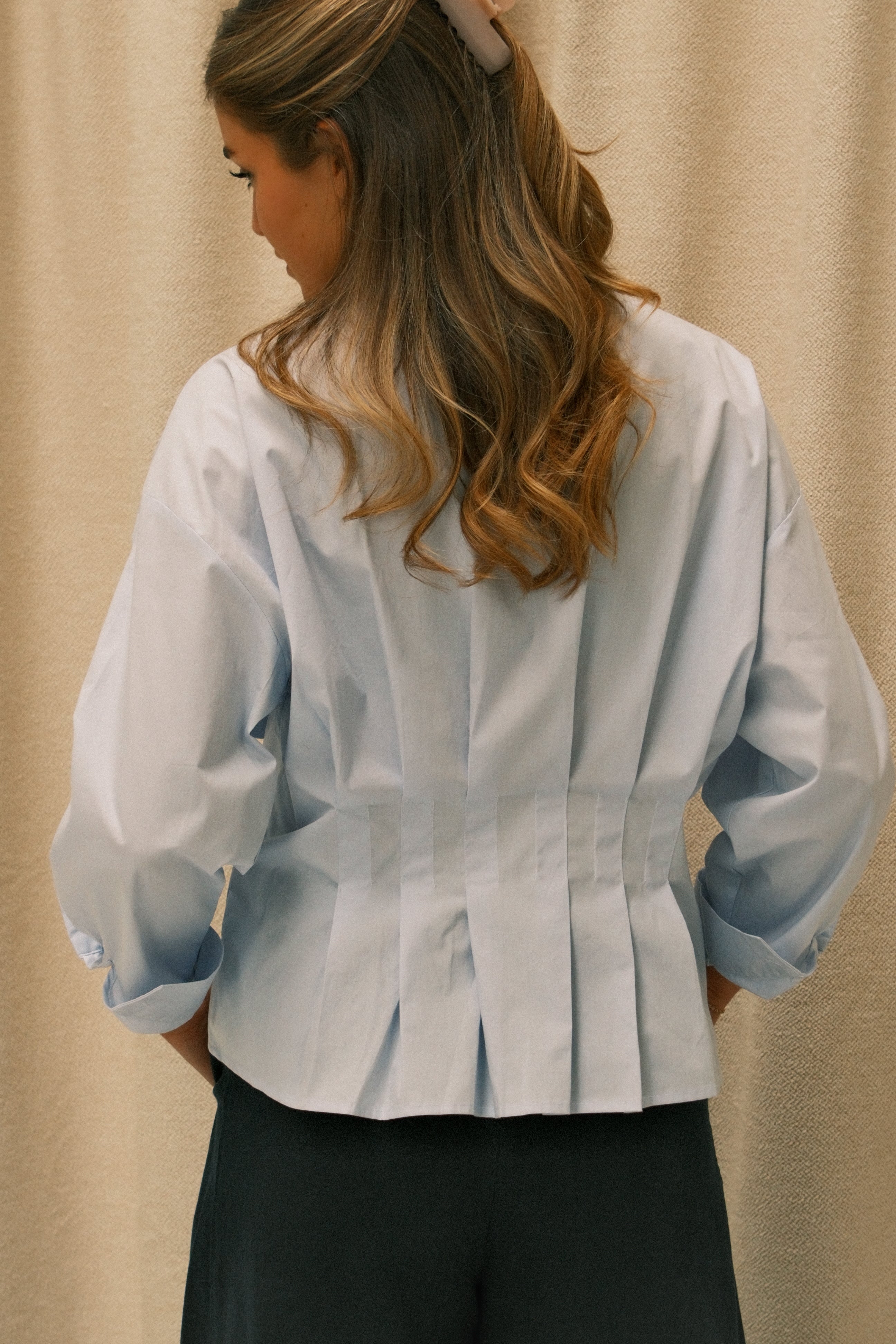 TAILORED COTTON BLOUSE LIGHT BLUE