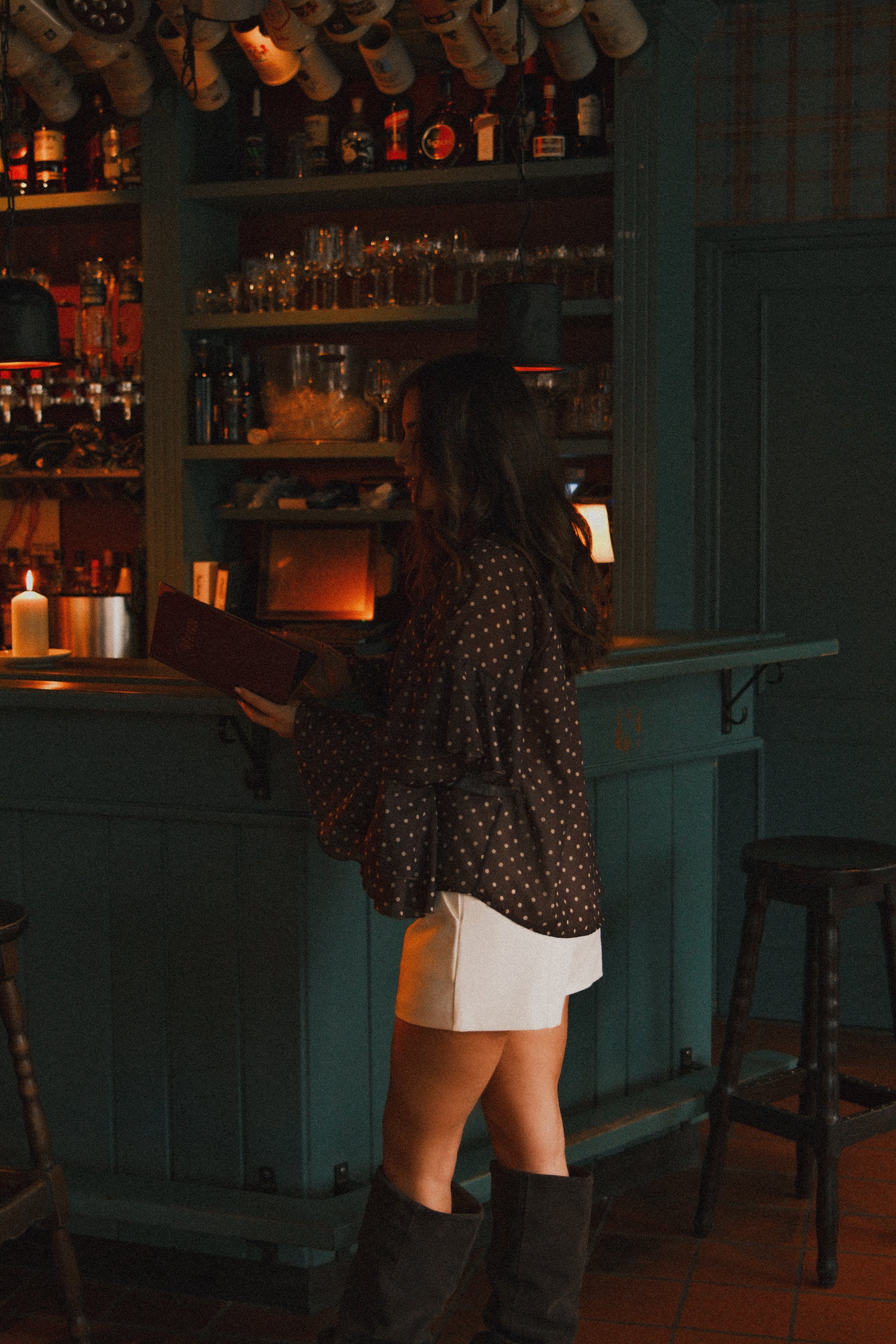 POLKADOT HOLIDAY BLOUSE CHOCO