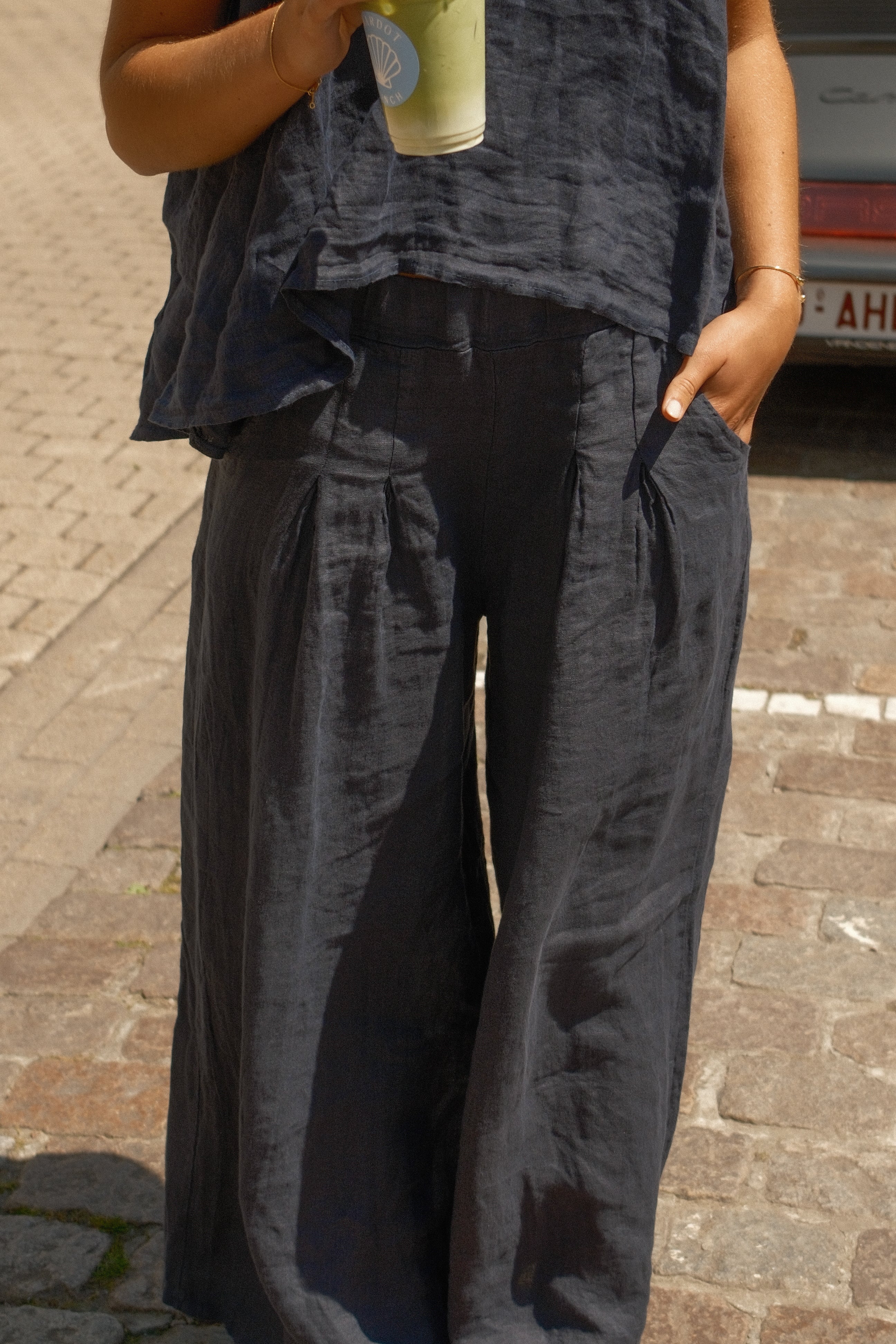 WIDE LINNEN PANTALON NAVY