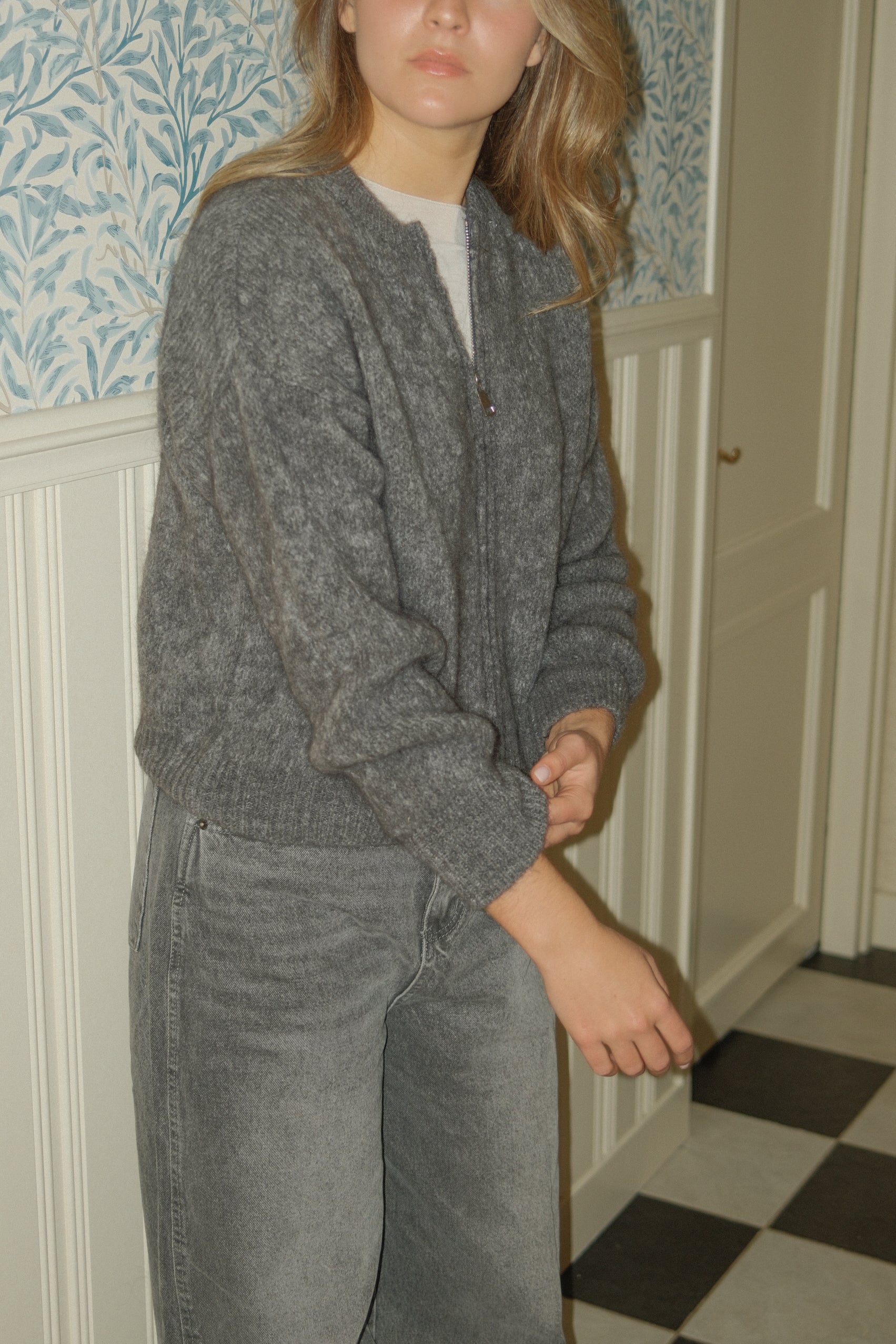 THE SOFIA ZIP CARDIGAN GREY