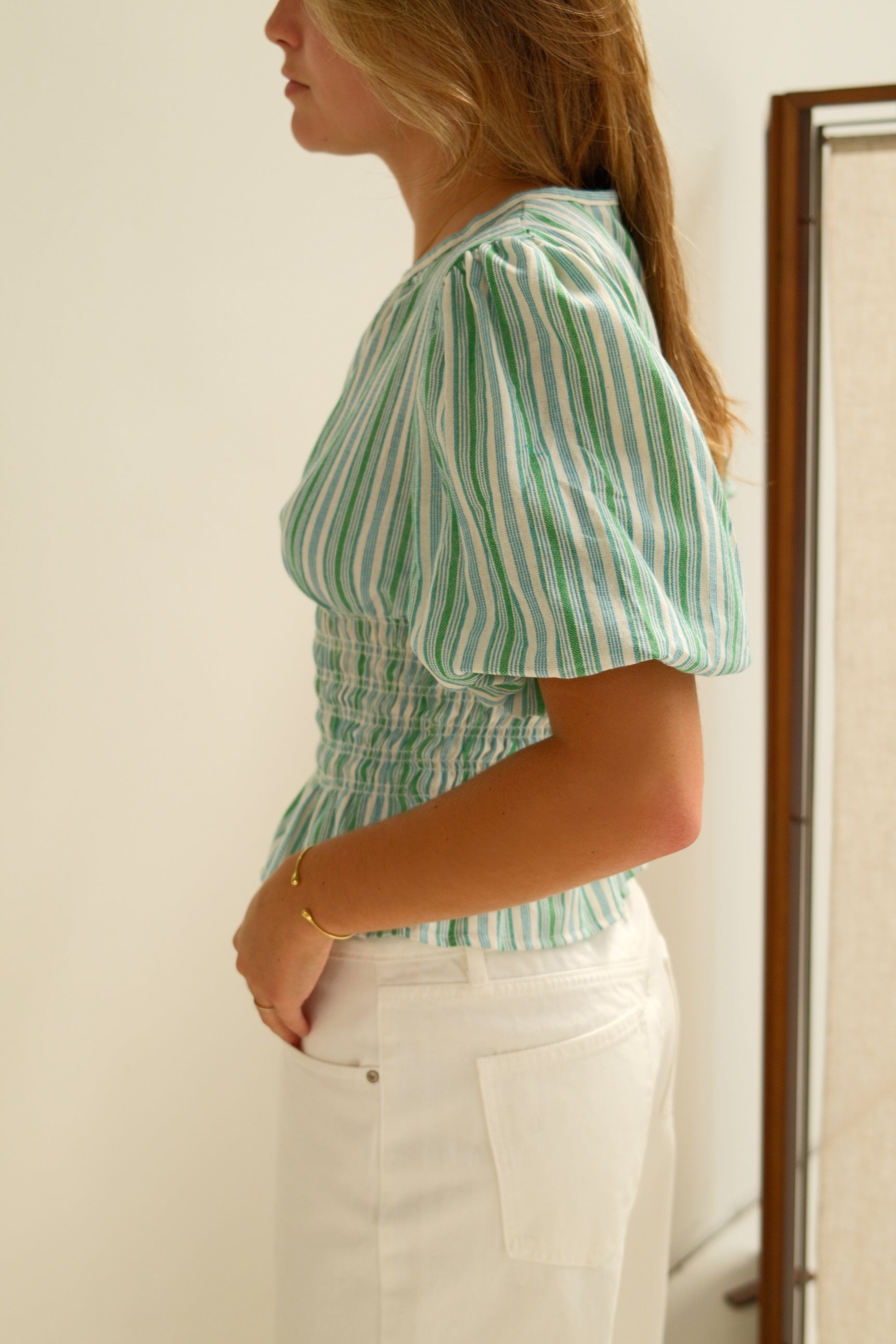 COTTON TAILORED TOP GREEN